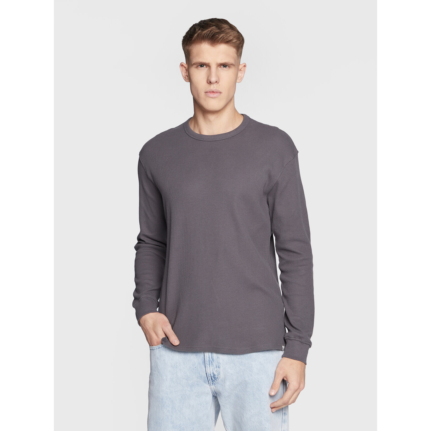 Solid Тениска с дълъг ръкав 21107286 Сив Regular Fit - Pepit.bg