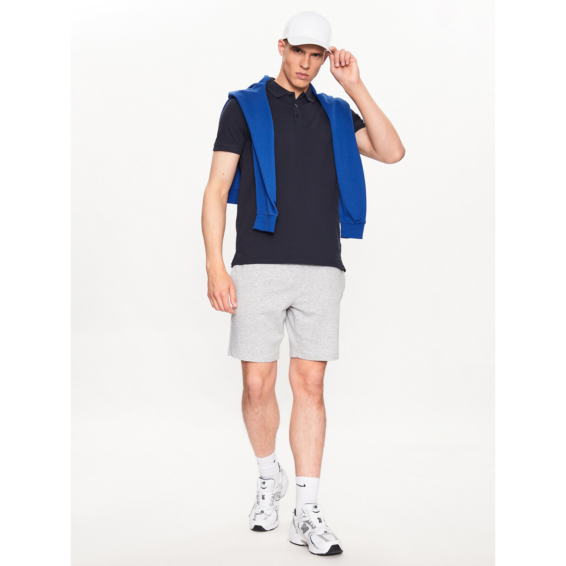 Solid Тениска с яка и копчета 21106488 Син Regular Fit - Pepit.bg
