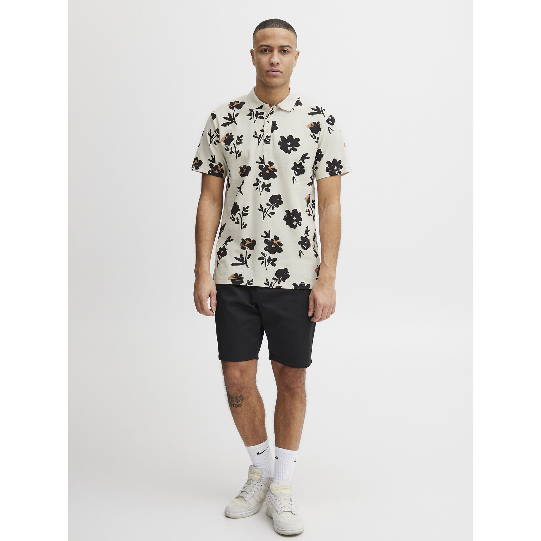 Solid Тениска с яка и копчета 21107752 Бежов Regular Fit - Pepit.bg