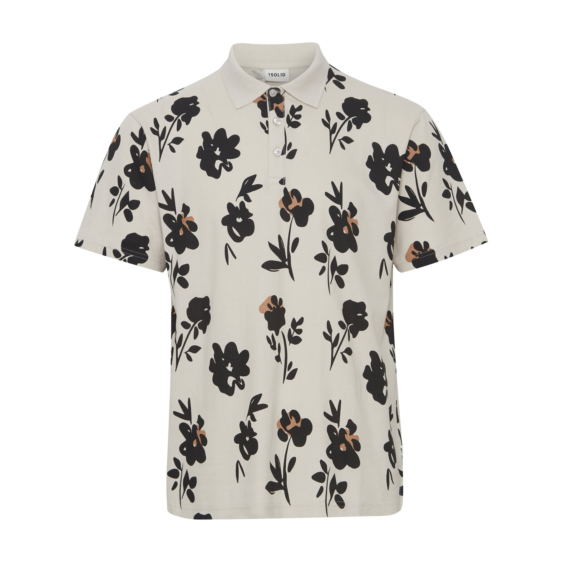 Solid Тениска с яка и копчета 21107752 Бежов Regular Fit - Pepit.bg