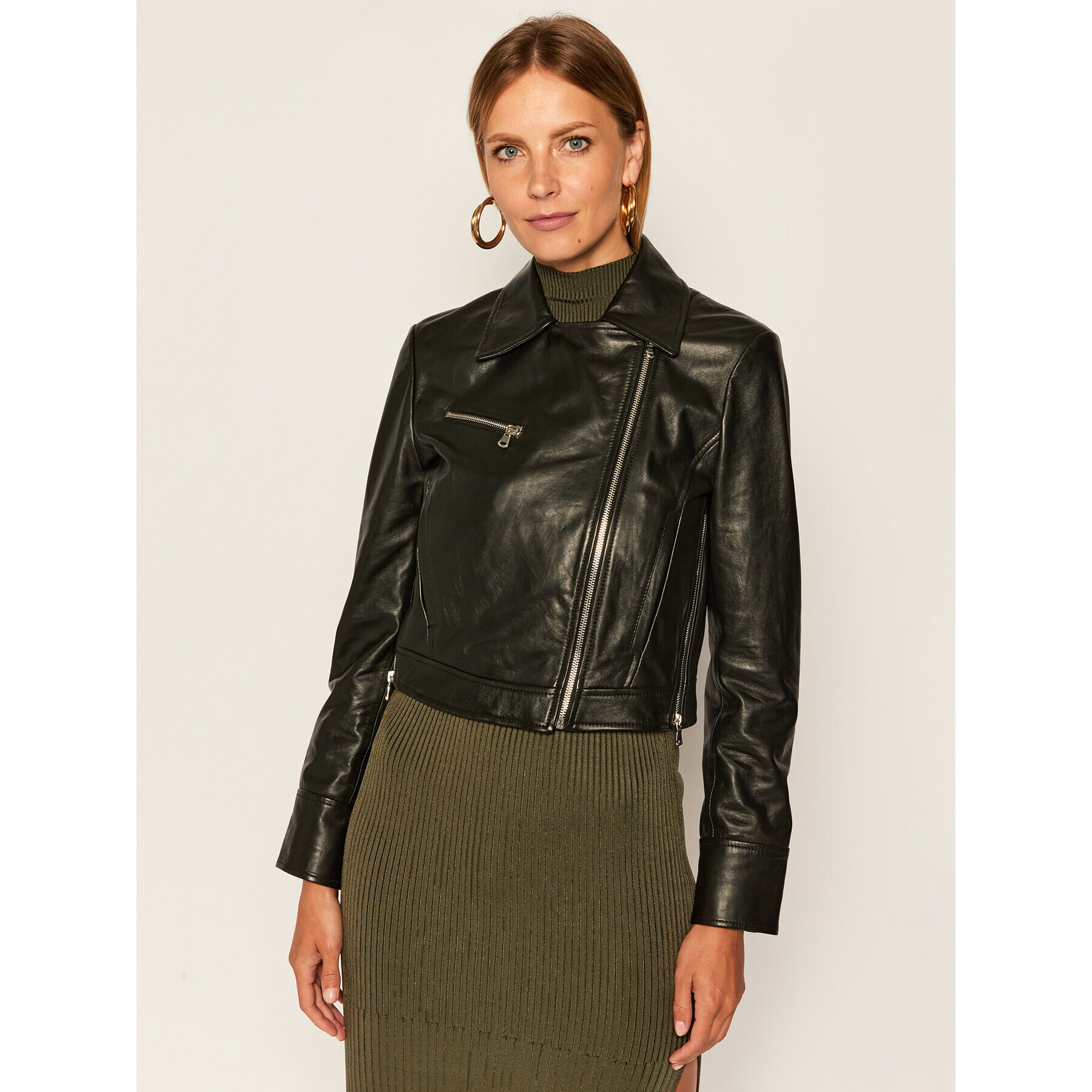 Sportmax Code Кожено яке Alec 74460206 Черен Slim Fit - Pepit.bg