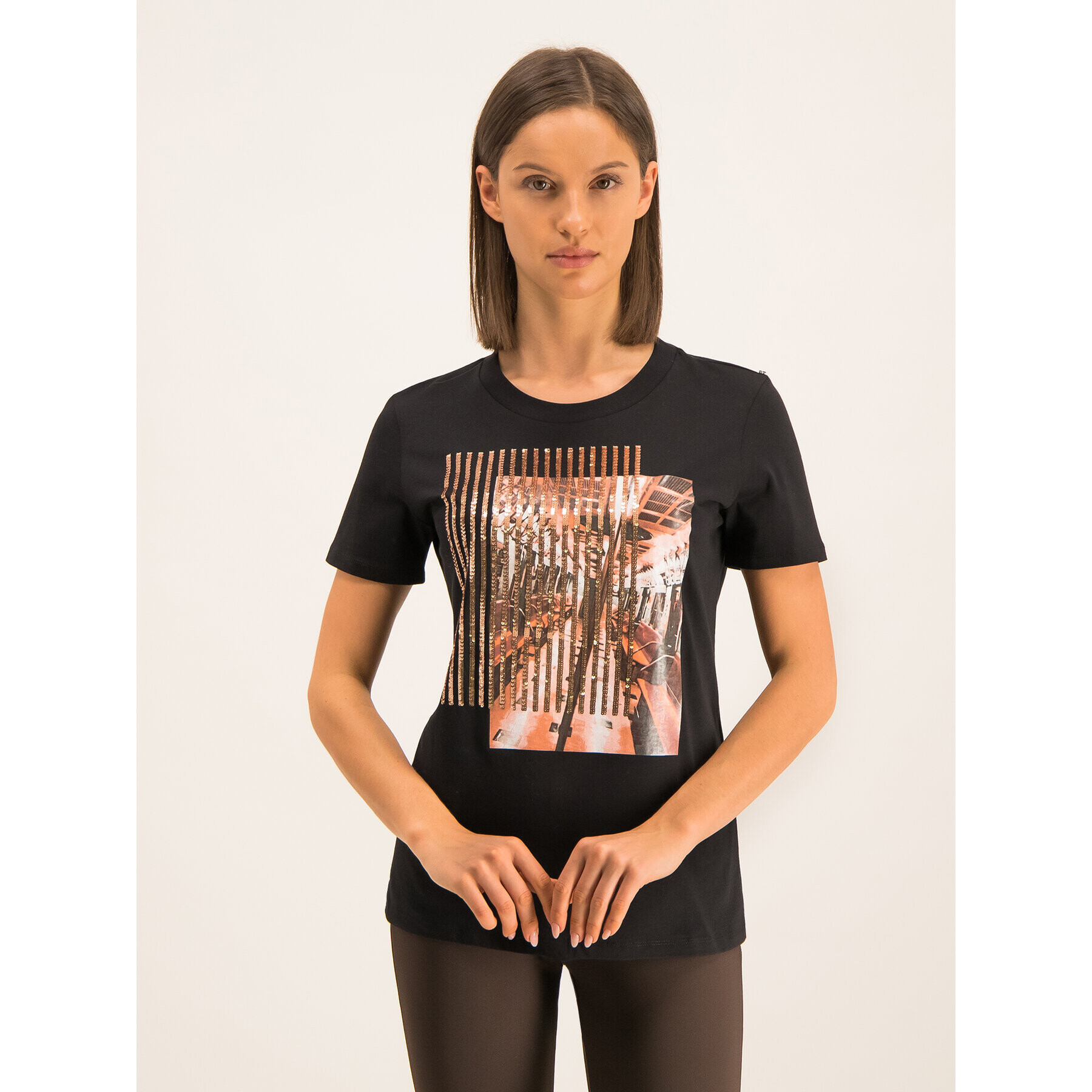 Sportmax Code Тишърт 79760195 Черен Regular Fit - Pepit.bg