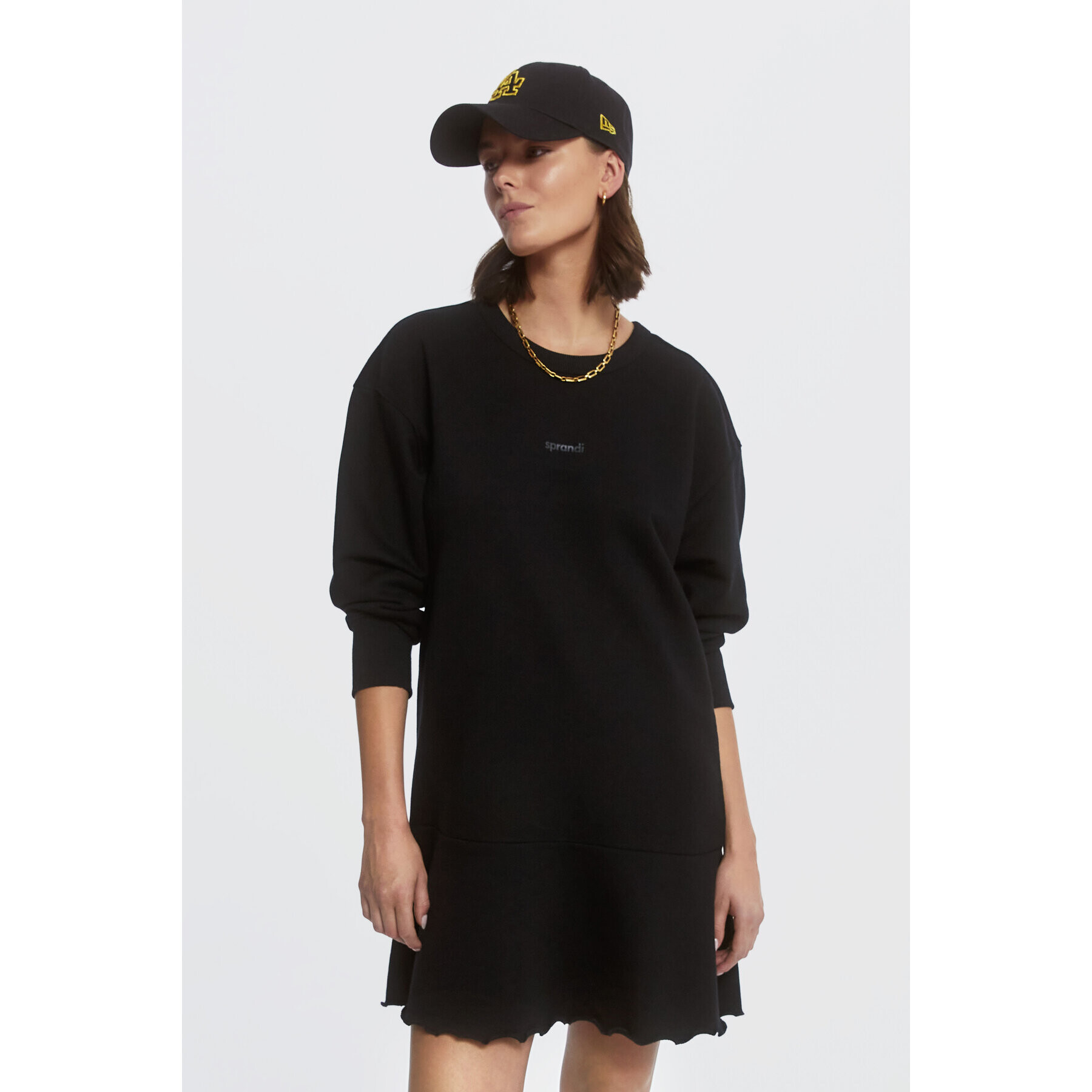 Sprandi Плетена рокля AW21-SUD004 Черен Relaxed Fit - Pepit.bg
