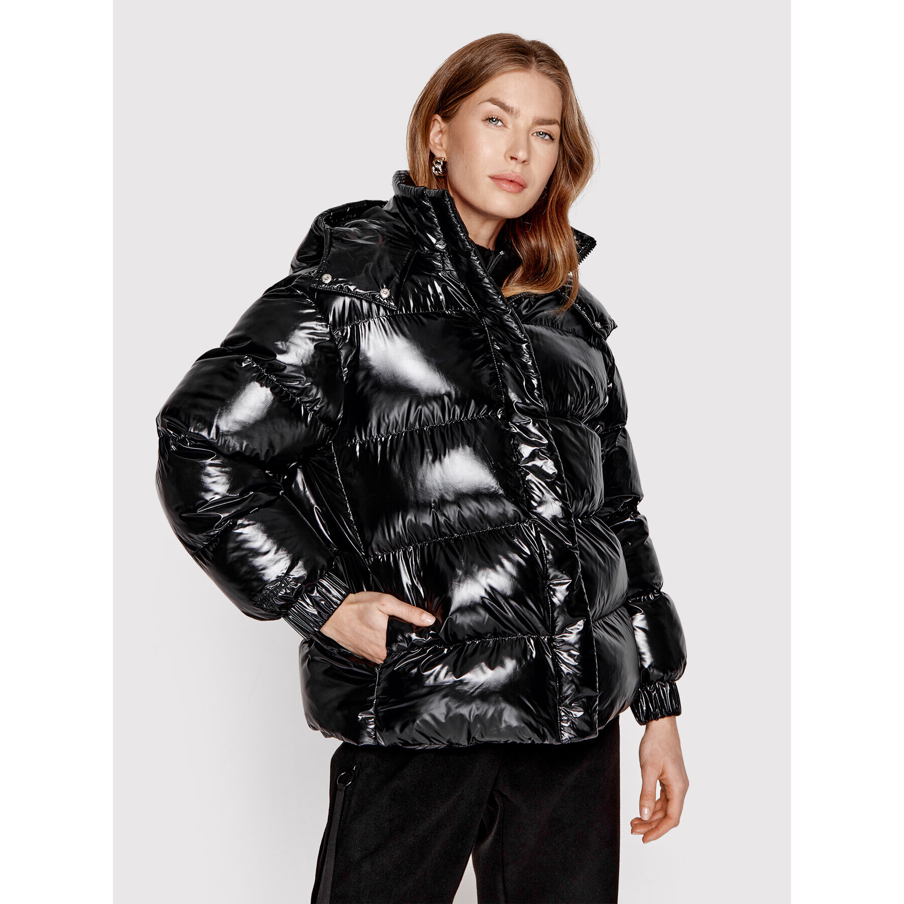 Sprandi Пухено яке SP22-KUD521 Черен Regular Fit - Pepit.bg