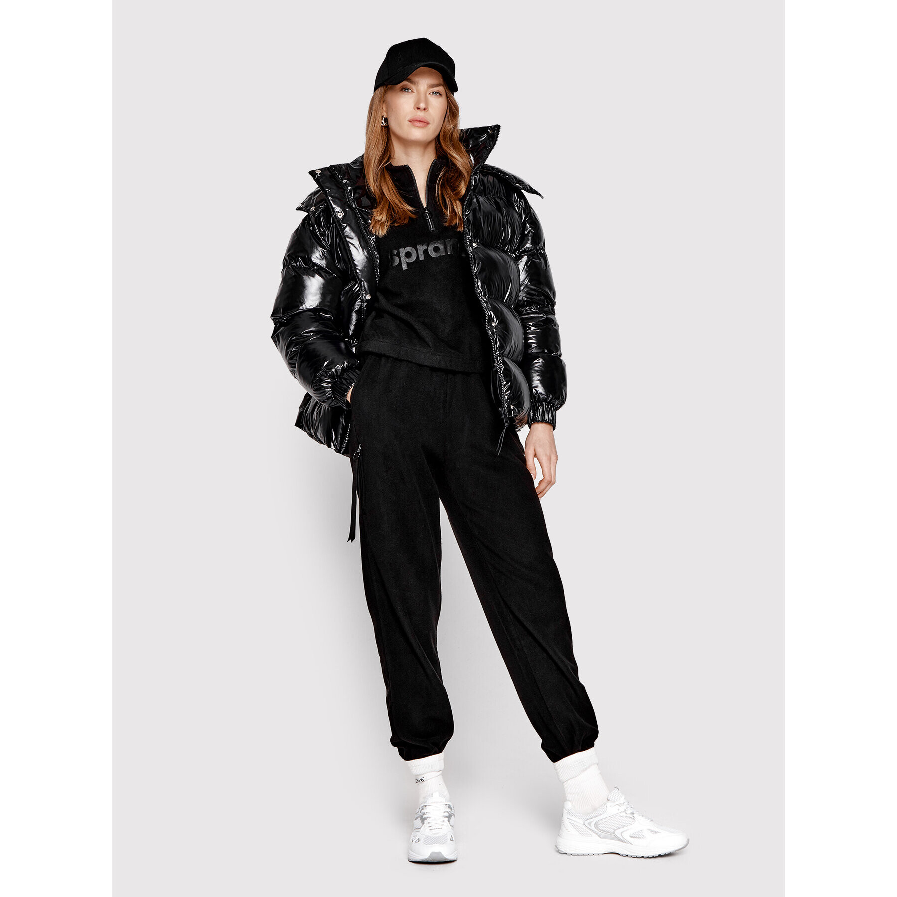 Sprandi Пухено яке SP22-KUD521 Черен Regular Fit - Pepit.bg