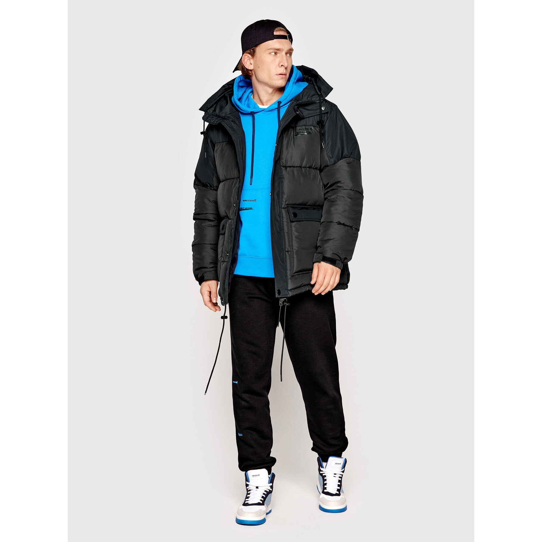 Sprandi Пухено яке SP22-KUM511 Черен Regular Fit - Pepit.bg