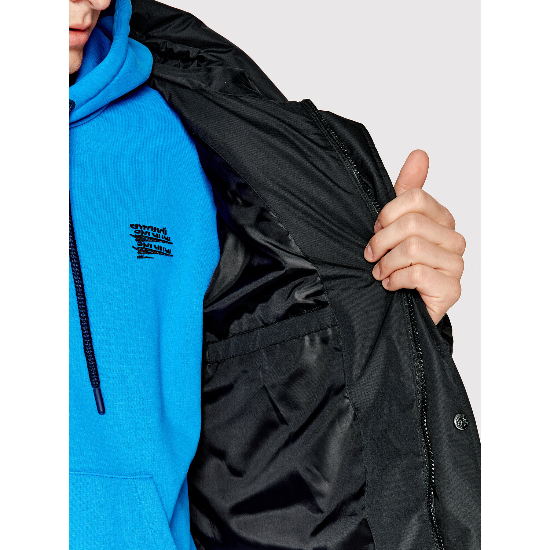 Sprandi Пухено яке SP22-KUM511 Черен Regular Fit - Pepit.bg