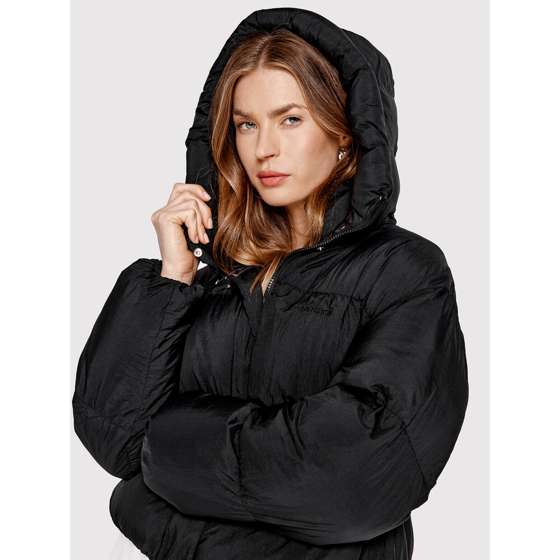 Sprandi Пухено яке SP22-KUD511 Черен Relaxed Fit - Pepit.bg