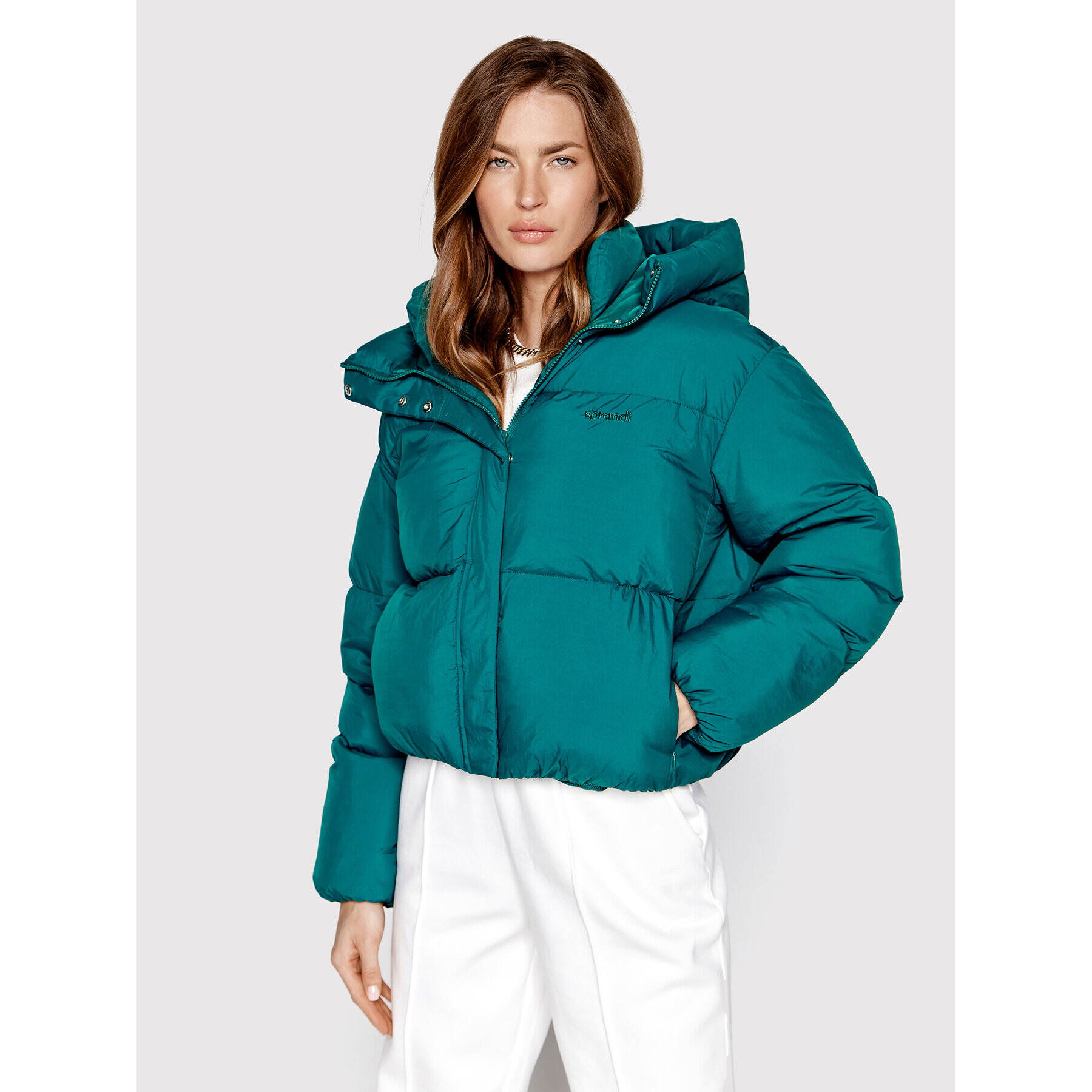Sprandi Пухено яке SP22-KUD514 Зелен Relaxed Fit - Pepit.bg