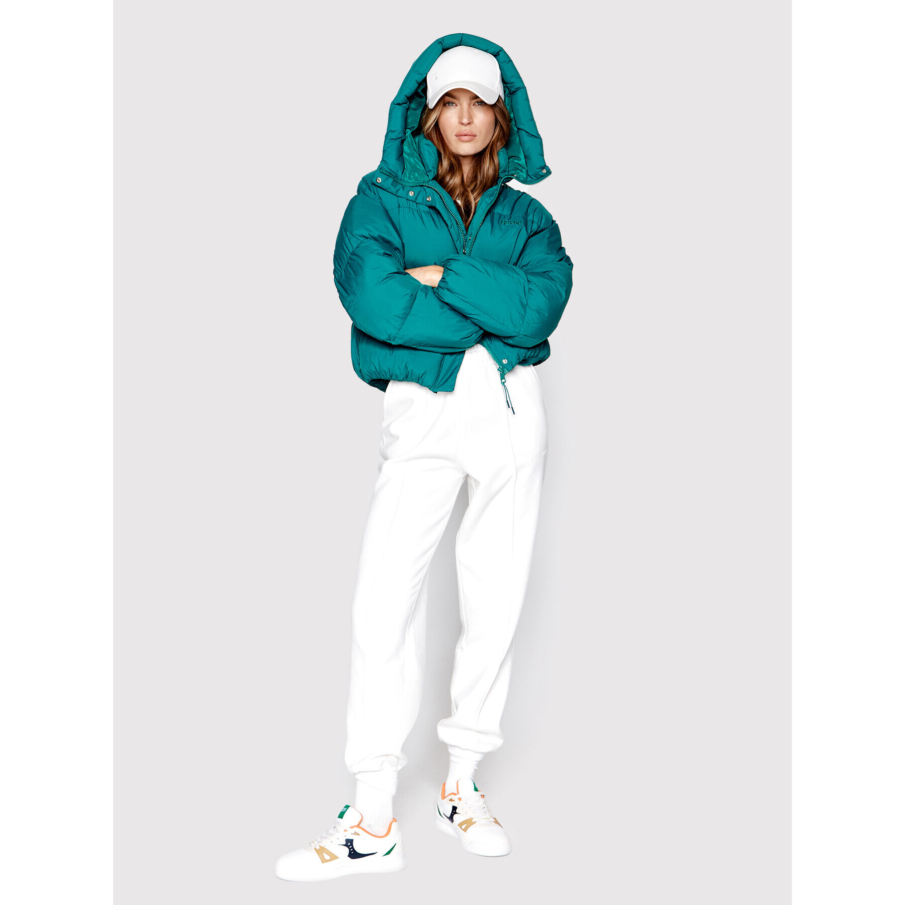 Sprandi Пухено яке SP22-KUD514 Зелен Relaxed Fit - Pepit.bg