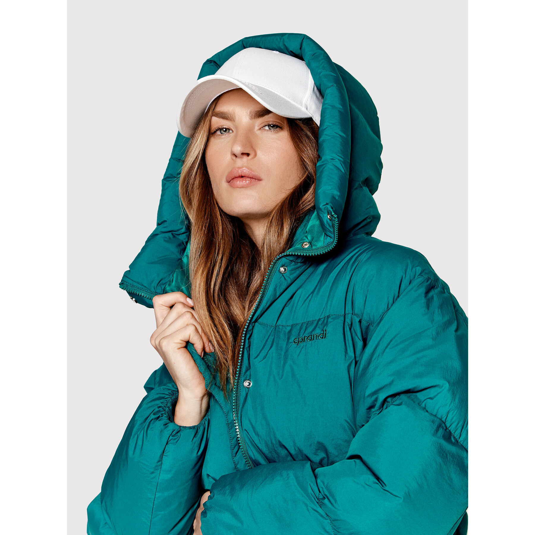 Sprandi Пухено яке SP22-KUD514 Зелен Relaxed Fit - Pepit.bg
