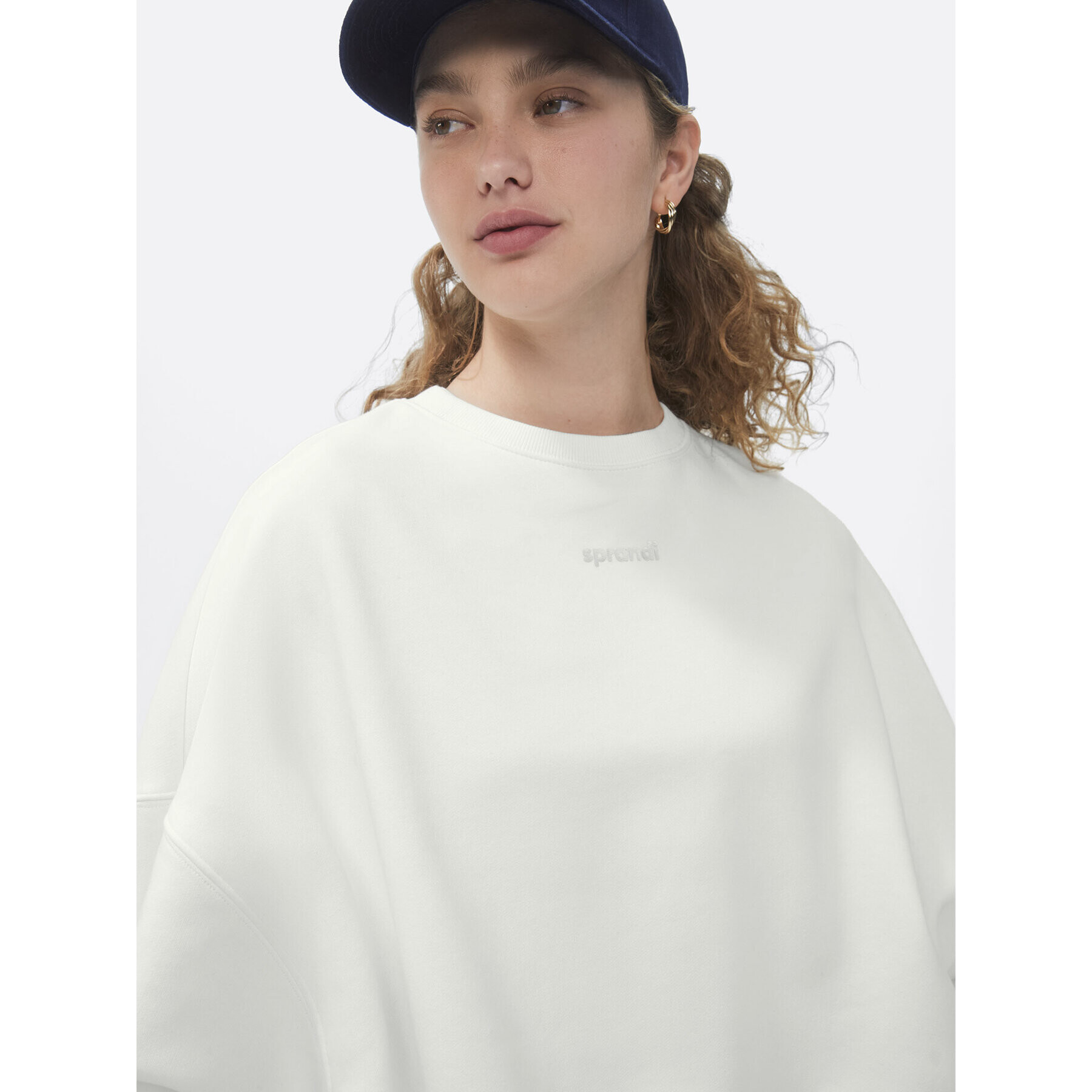 Sprandi Суитшърт SP22-BLD102 Бял Relaxed Fit - Pepit.bg