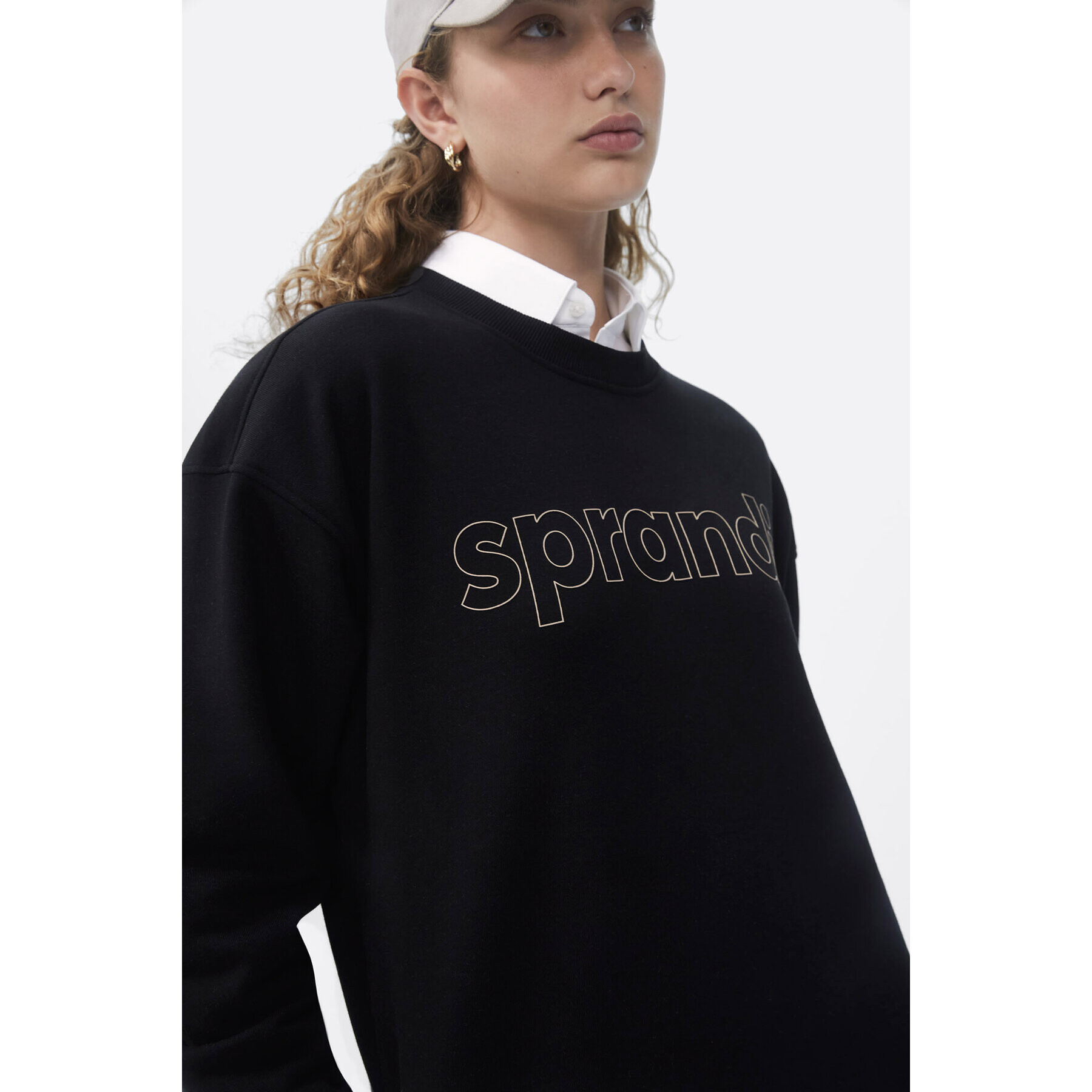 Sprandi Суитшърт SP22-SUD002 Черен Relaxed Fit - Pepit.bg