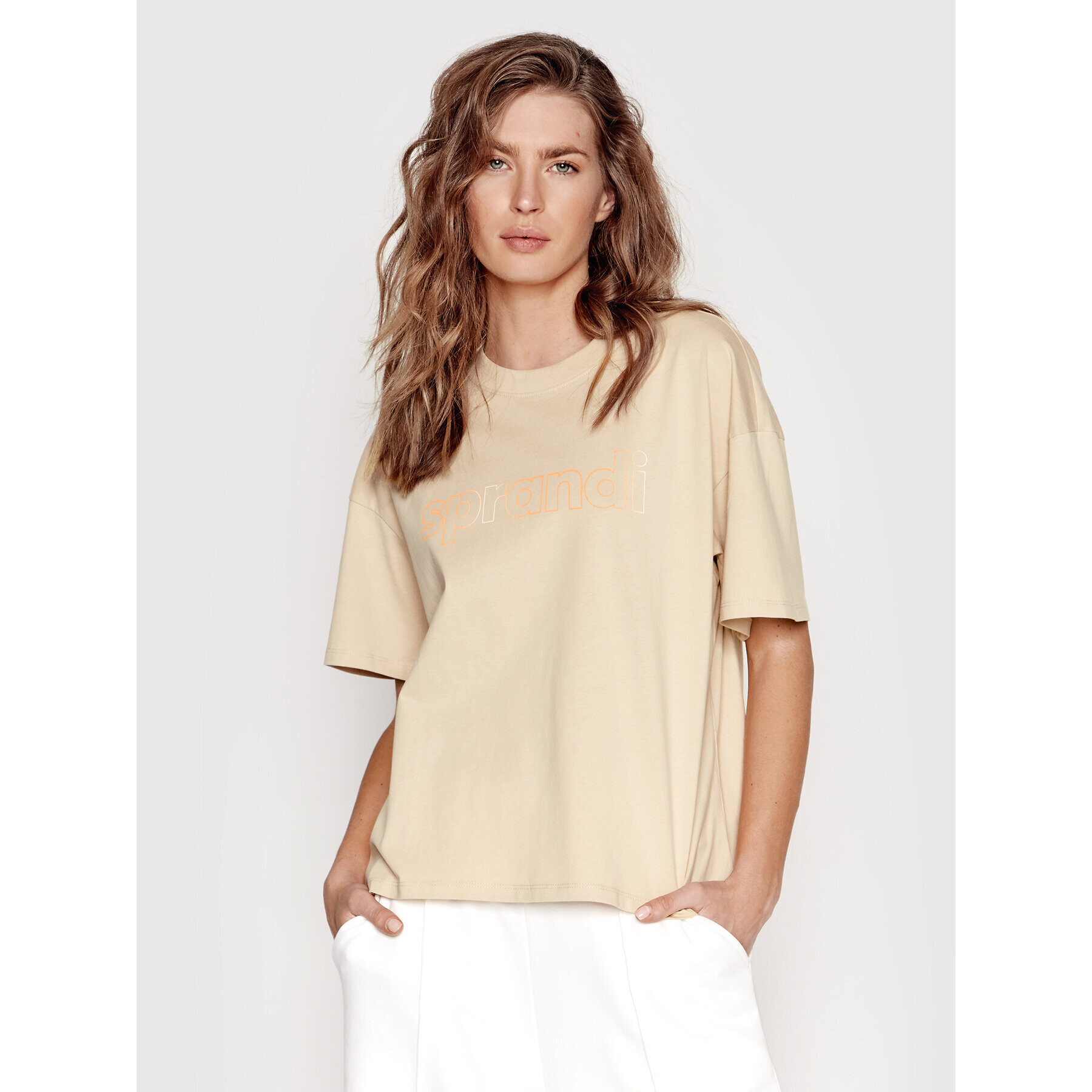 Sprandi Тишърт SP22-TSD011 Бежов Relaxed Fit - Pepit.bg