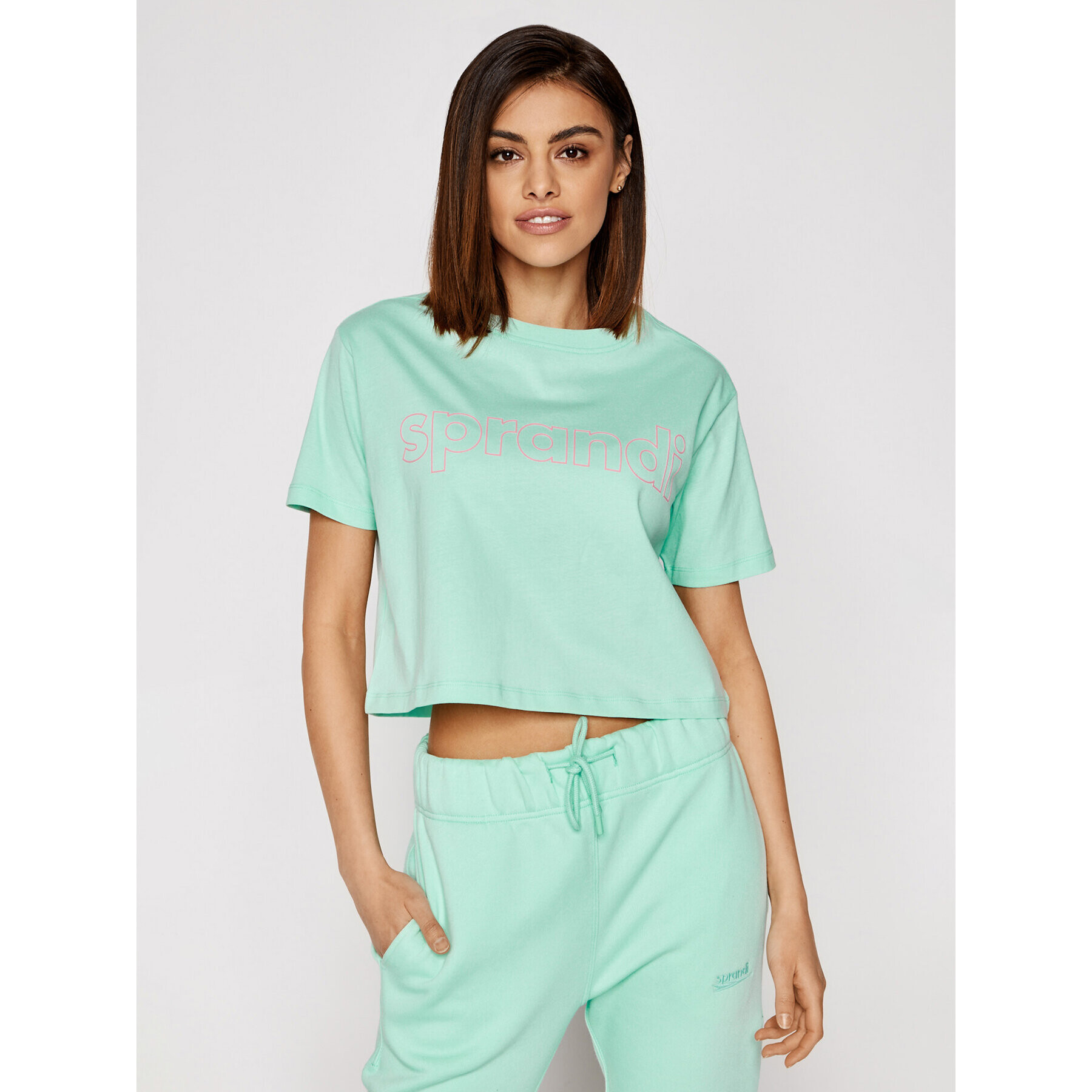 Sprandi Тишърт SS21-TSD004 Зелен Cropp Fit - Pepit.bg