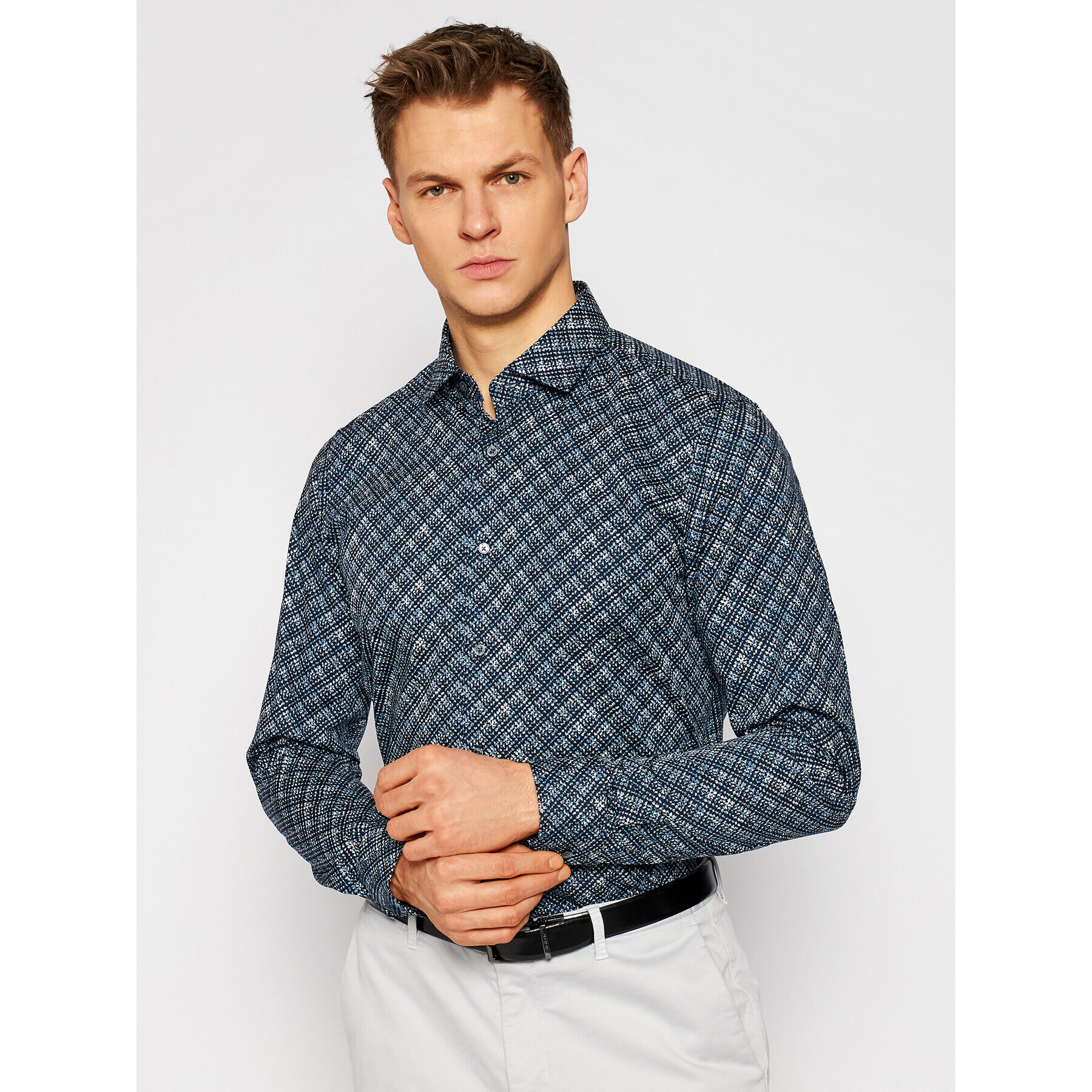 Strellson Риза 13 Stan 30023166 Тъмносин Slim Fit - Pepit.bg