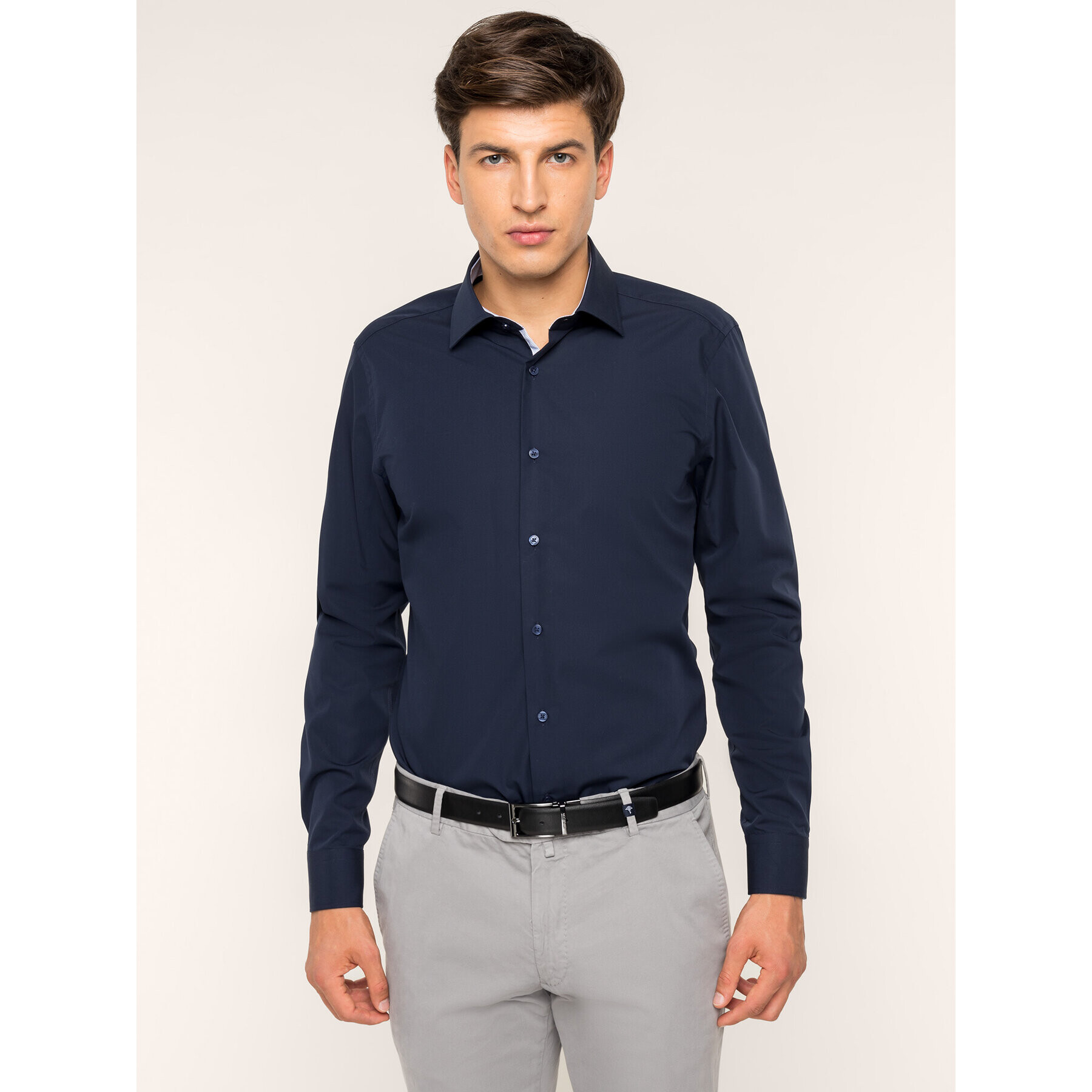 Strellson Риза 30011610 Тъмносин Slim Fit - Pepit.bg