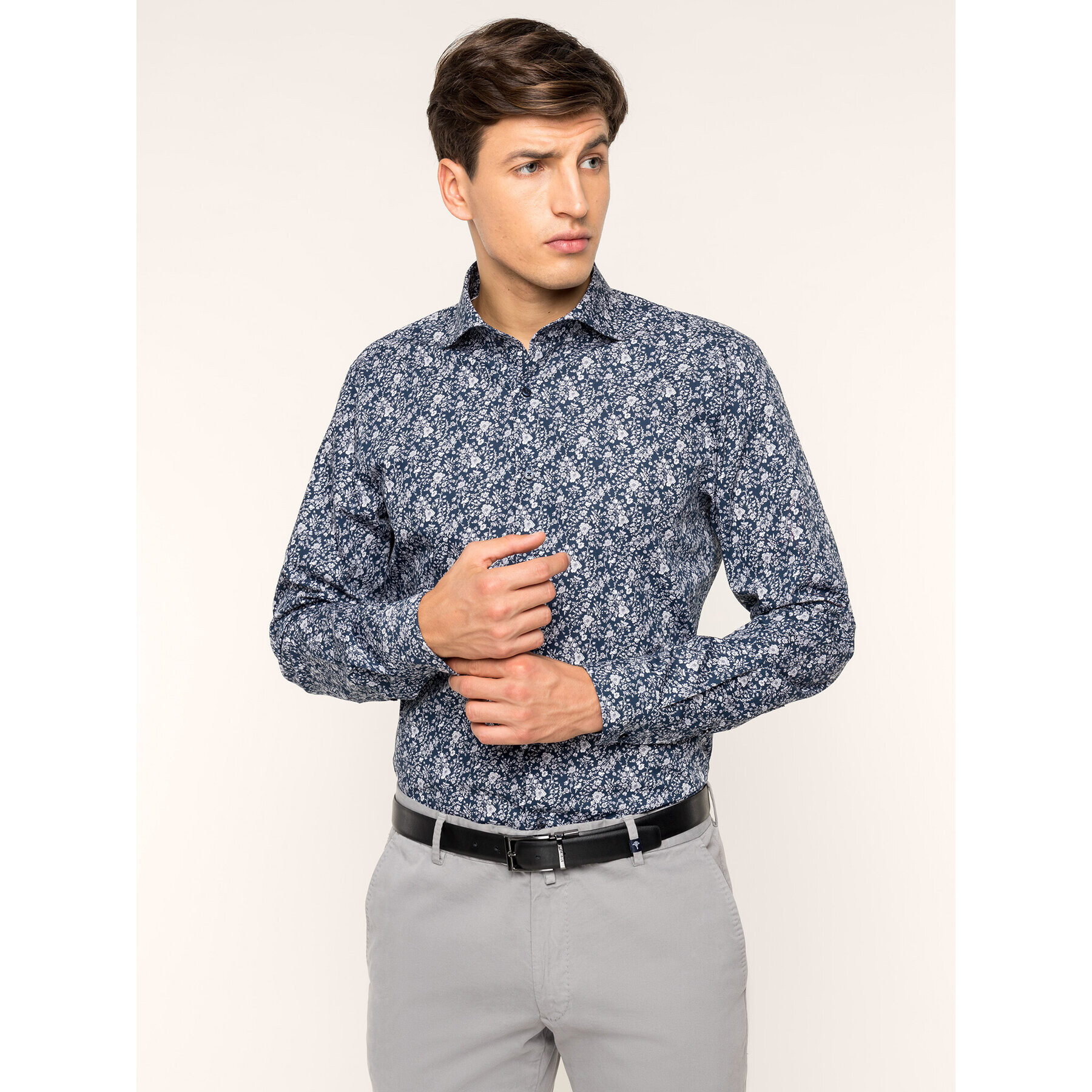 Strellson Риза 30017526 Тъмносин Slim Fit - Pepit.bg