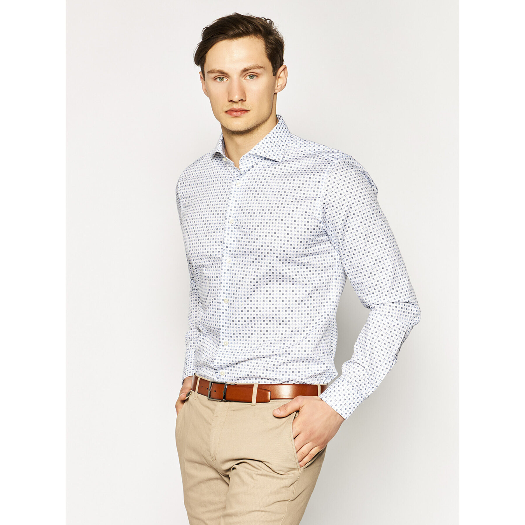 Strellson Риза Sereno 30020154 Бял Slim Fit - Pepit.bg