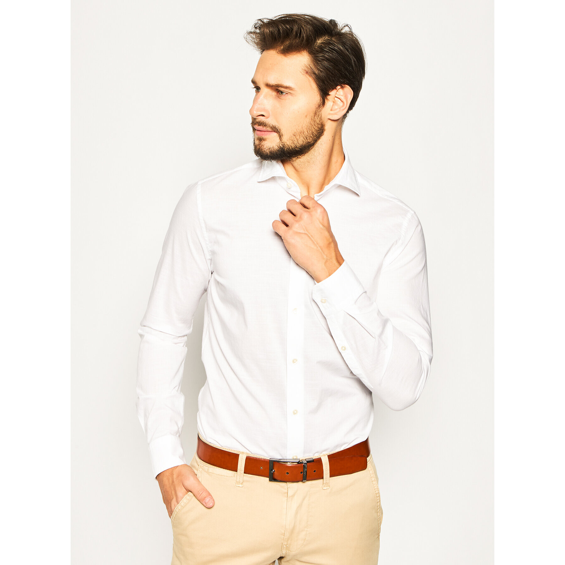 Strellson Риза Sereno 30020157 Бял Slim Fit - Pepit.bg