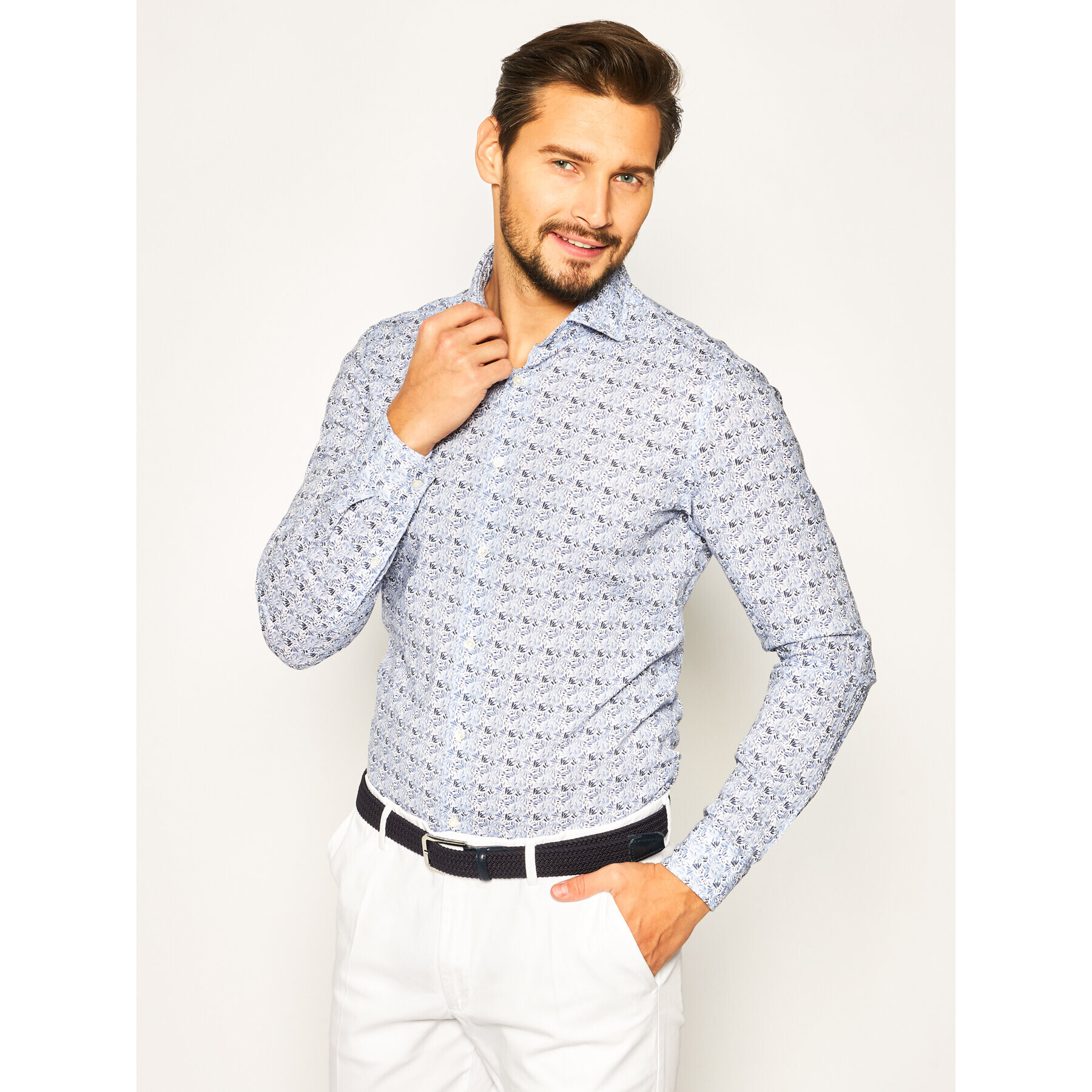 Strellson Риза Sereno 30020162 Тъмносин Slim Fit - Pepit.bg