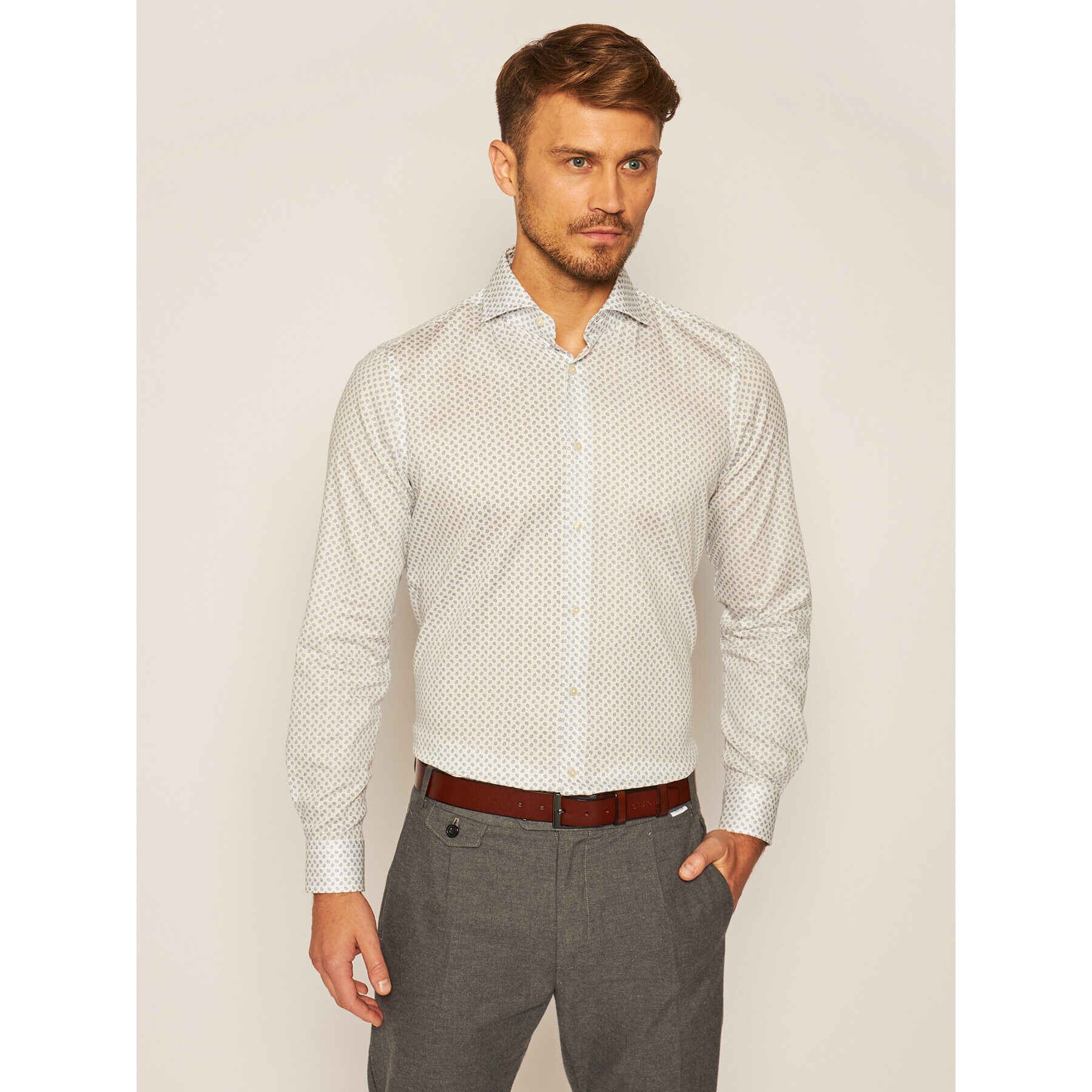 Strellson Риза Sereno 30023153 Бял Slim Fit - Pepit.bg