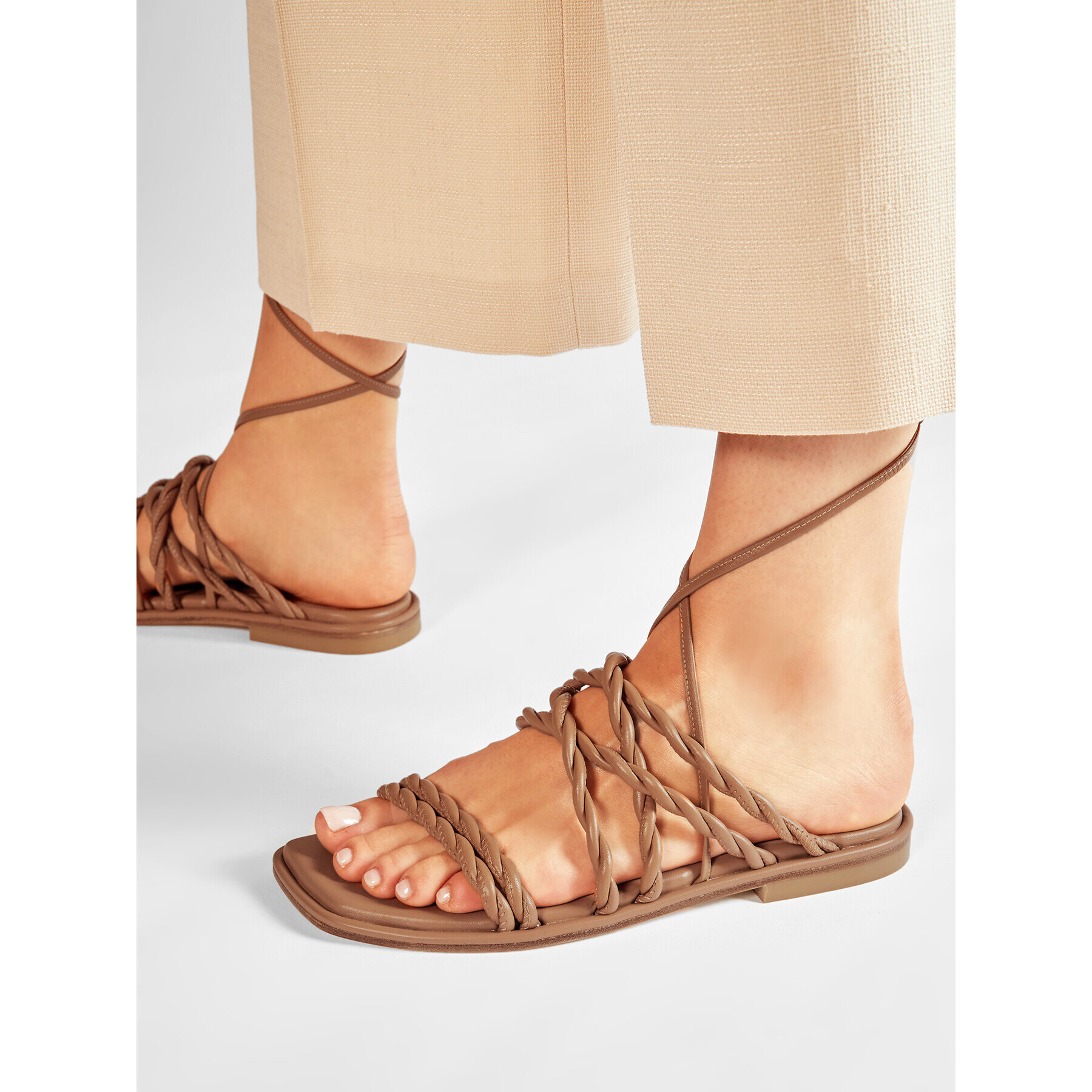 Stuart Weitzman Сандали Calypso Lace-Up S0998 Кафяв - Pepit.bg