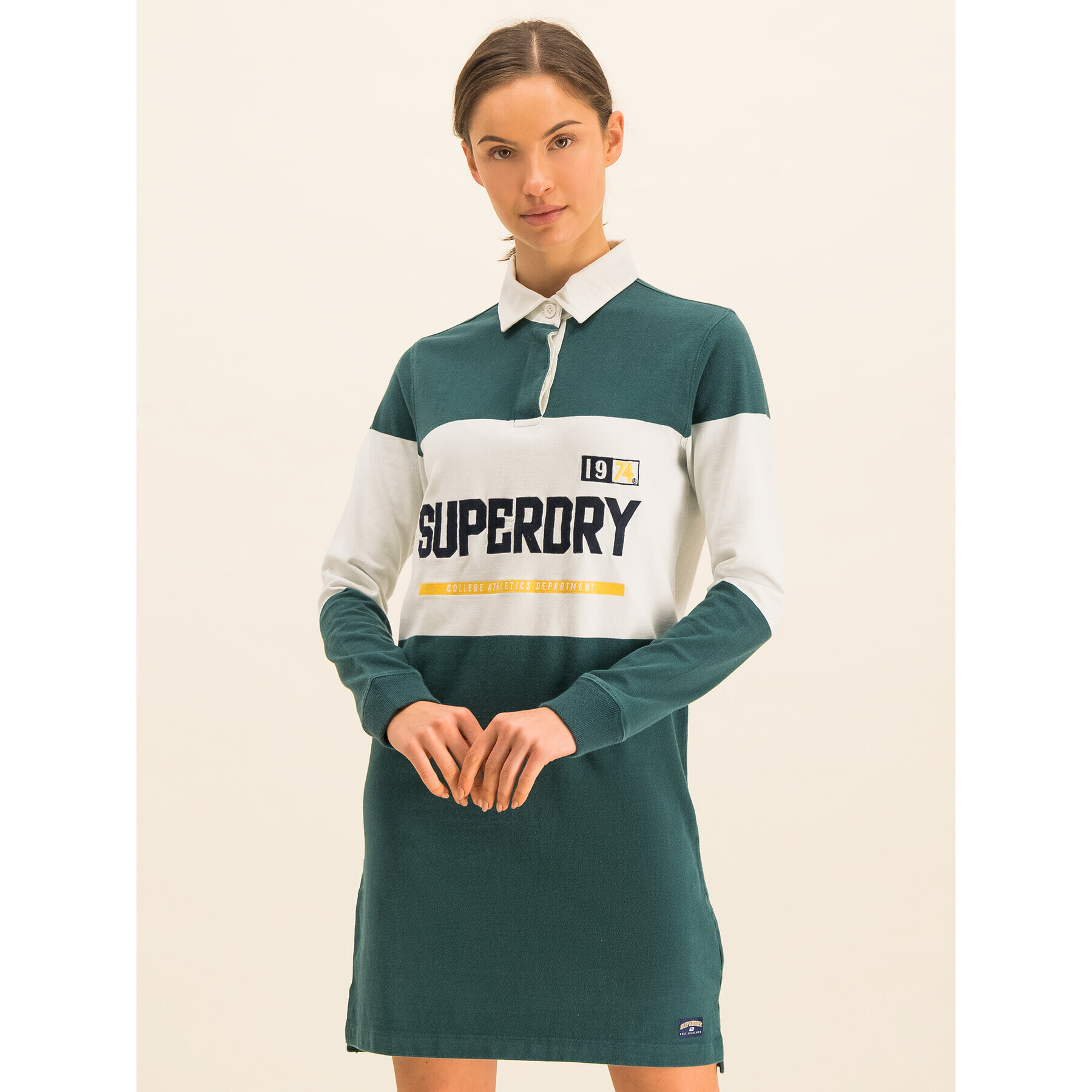 Superdry Плетена рокля Webb Rugby W8000056A Зелен Regular Fit - Pepit.bg