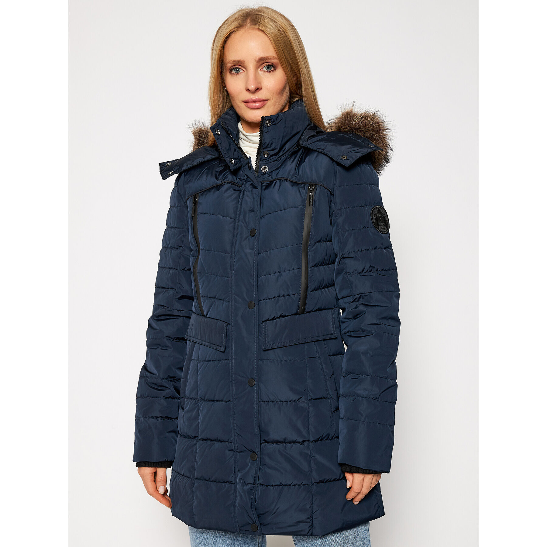 Superdry Пухено яке Longline Glacier W5010327A Тъмносин Regular Fit - Pepit.bg