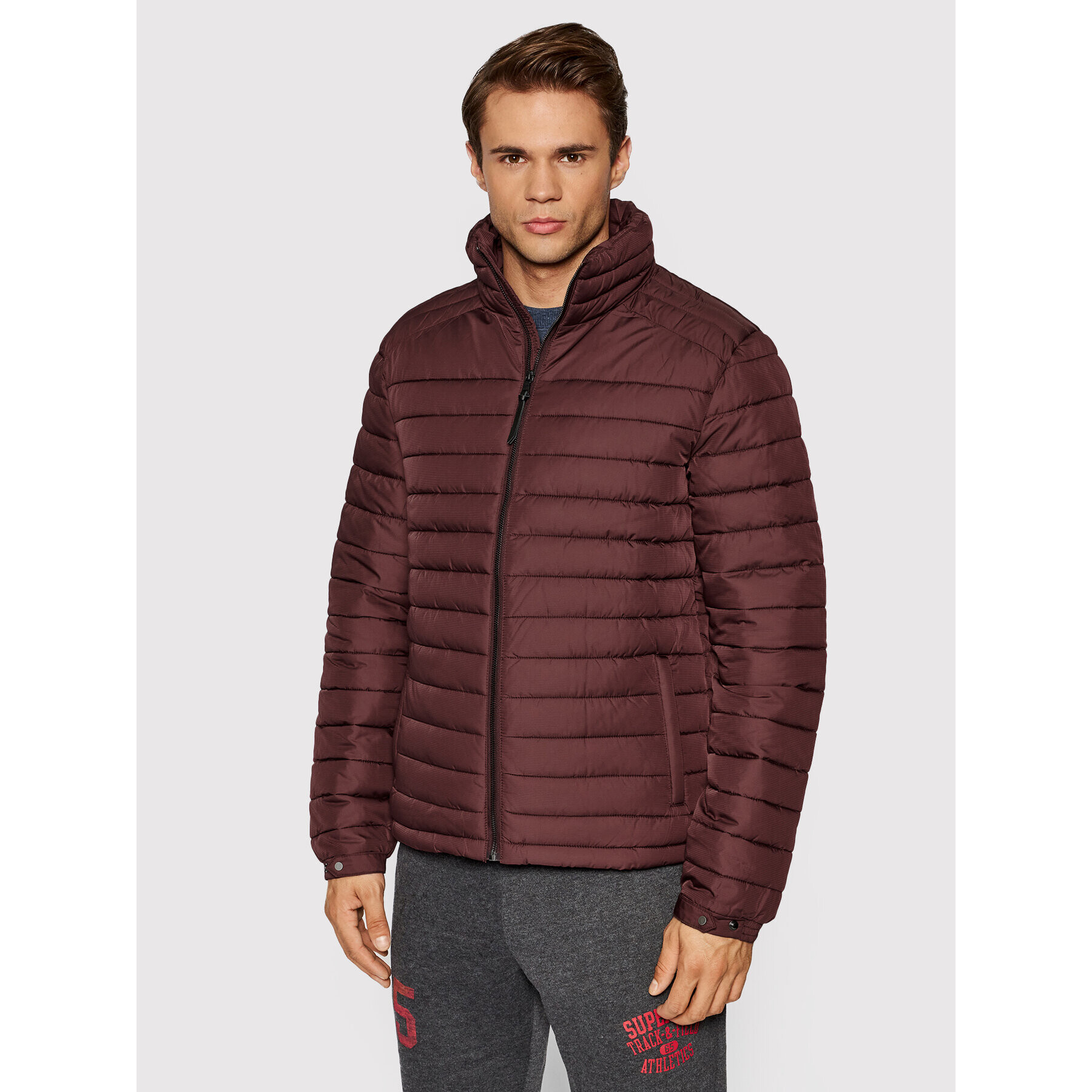 Superdry Пухено яке Studios M5011103A Бордо Regular Fit - Pepit.bg