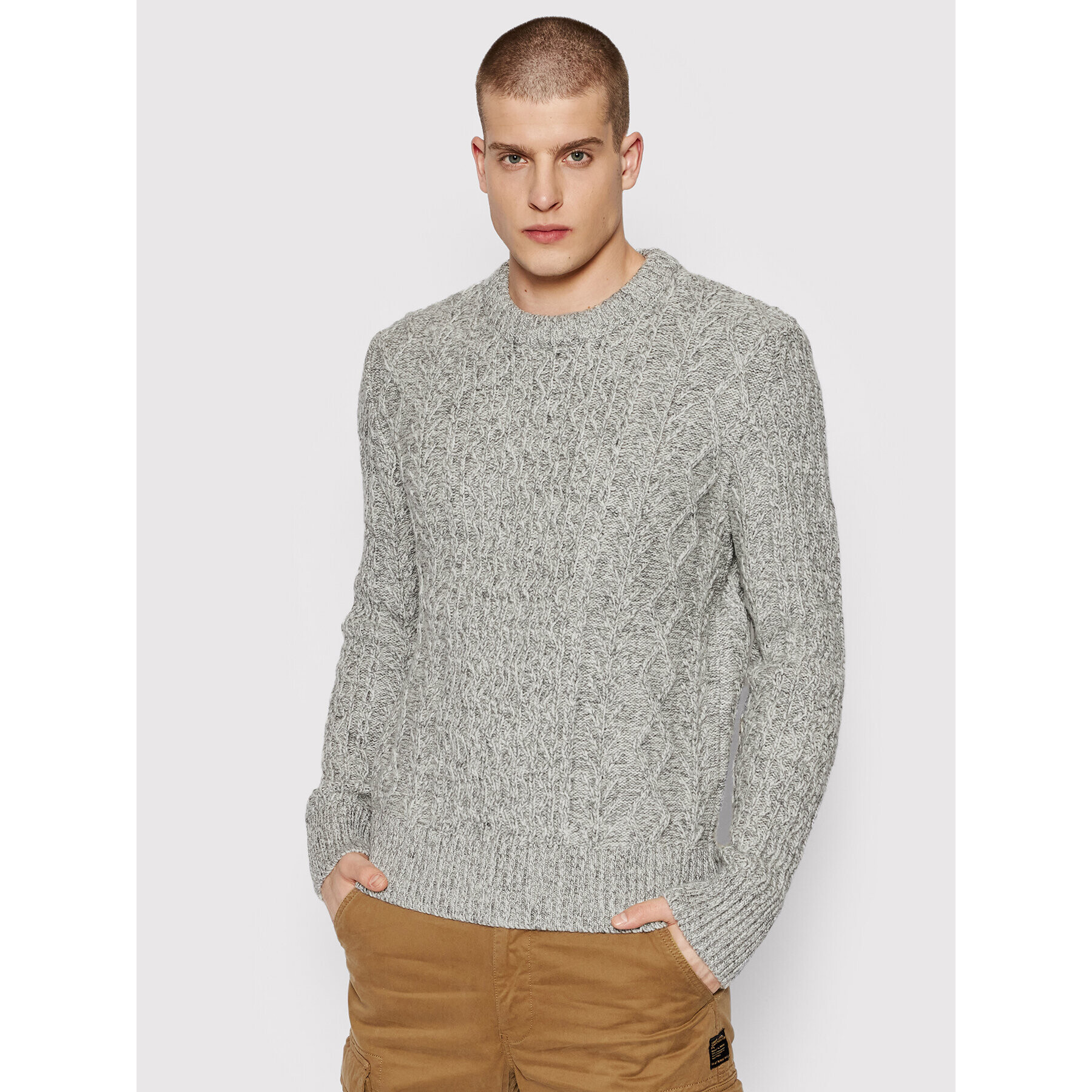 Superdry Пуловер Jacob Cable M6110305A Сив Regular Fit - Pepit.bg