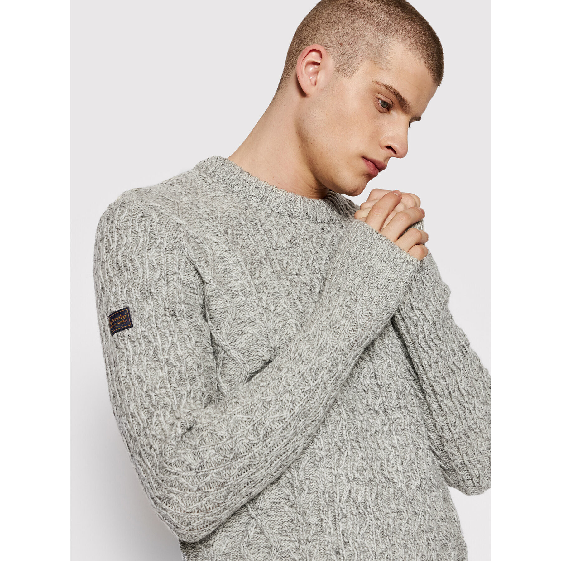Superdry Пуловер Jacob Cable M6110305A Сив Regular Fit - Pepit.bg