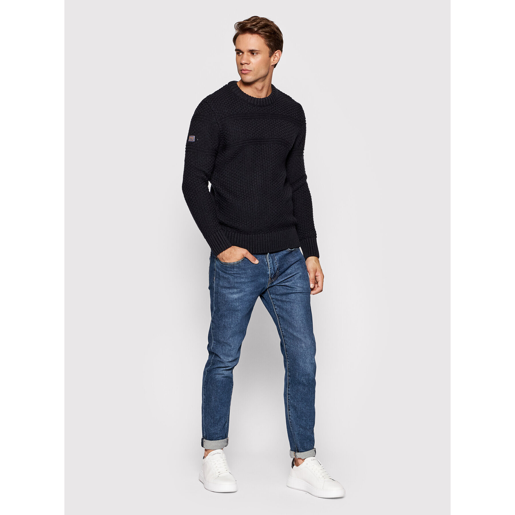 Superdry Пуловер Jacob Cable M6110305A Тъмносин Regular Fit - Pepit.bg