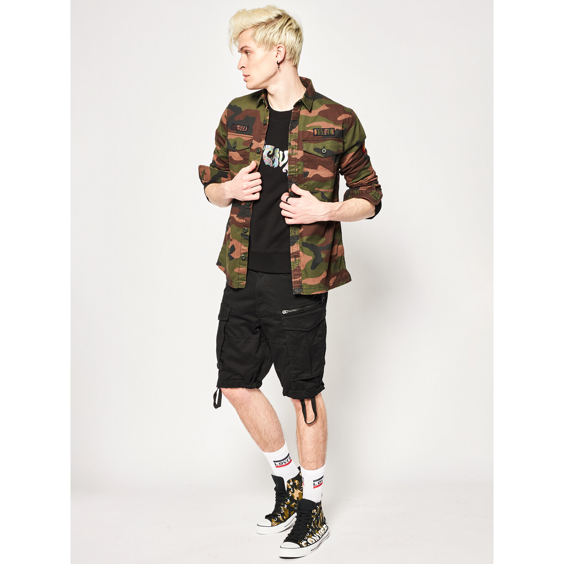 Superdry Риза Core Military Patched M4010023A Зелен Regular Fit - Pepit.bg