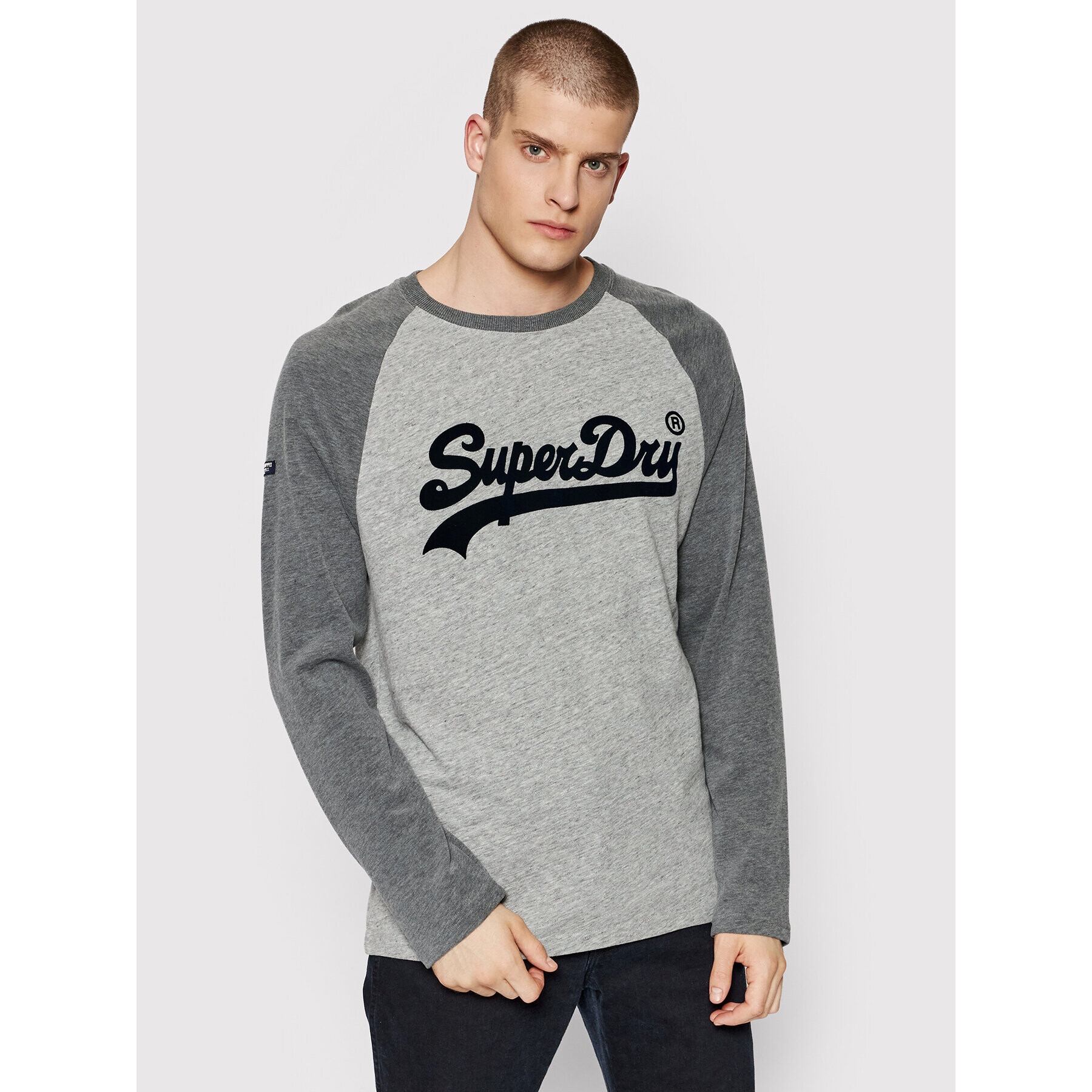 Superdry Тениска с дълъг ръкав Raglan M6010608A Сив Regular Fit - Pepit.bg
