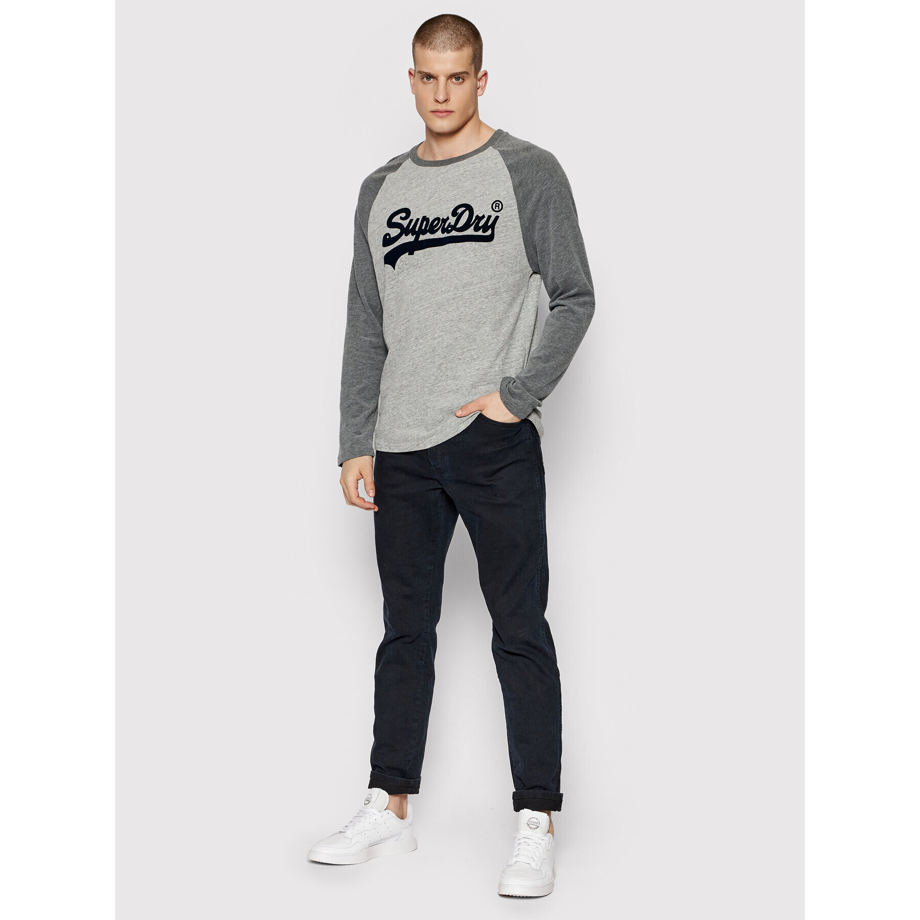 Superdry Тениска с дълъг ръкав Raglan M6010608A Сив Regular Fit - Pepit.bg