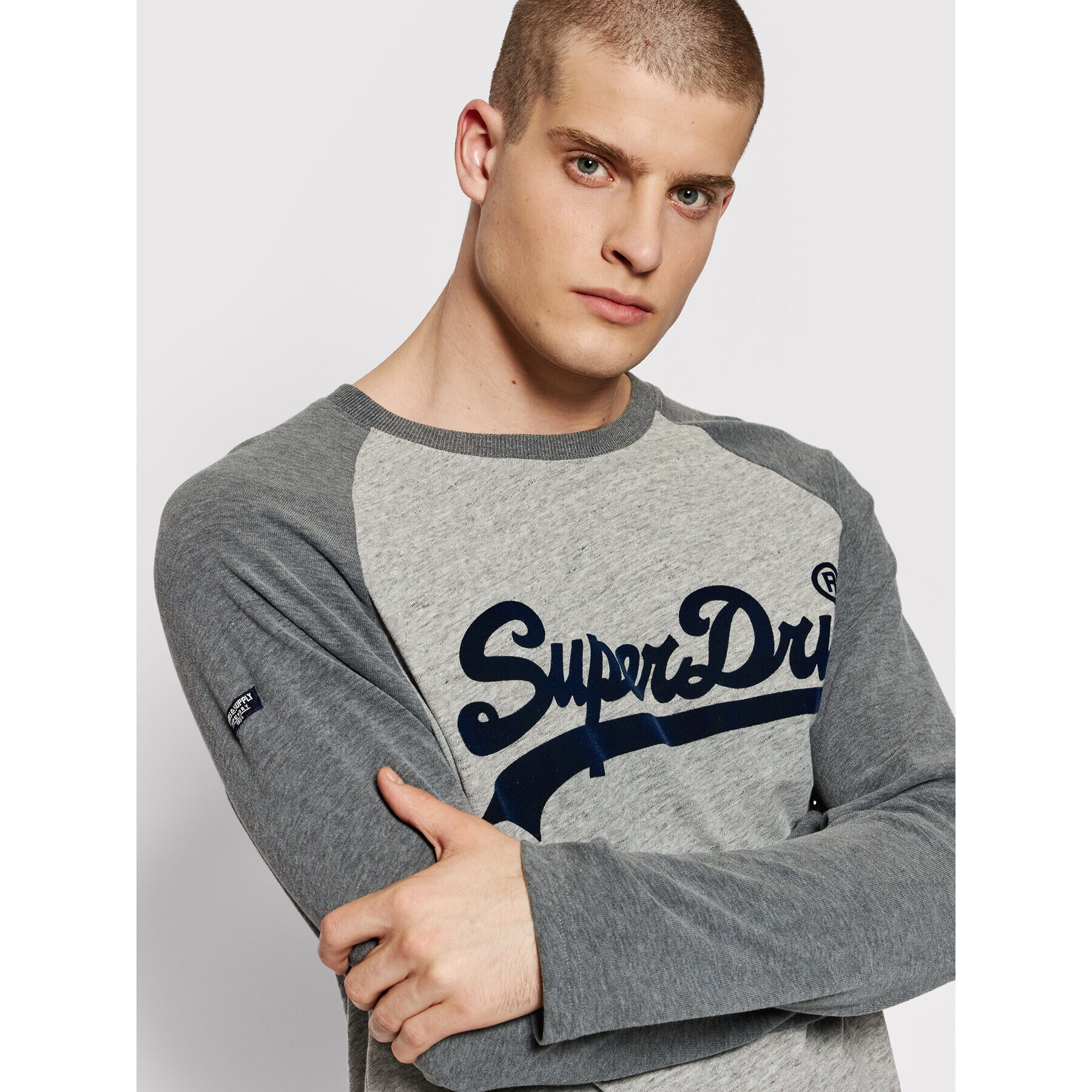 Superdry Тениска с дълъг ръкав Raglan M6010608A Сив Regular Fit - Pepit.bg