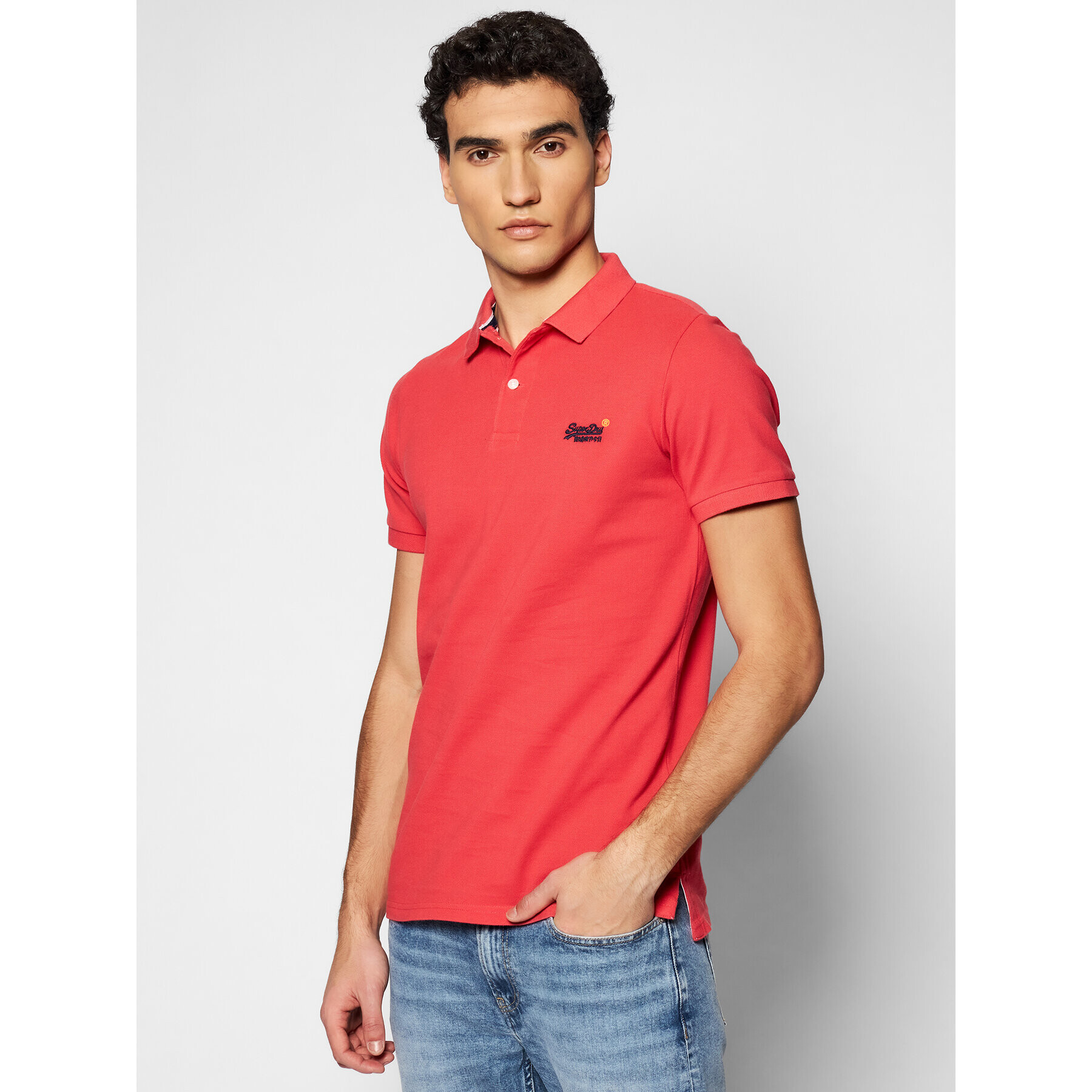 Superdry Тениска с яка и копчета Classic Pique M1110004A Червен Regular Fit - Pepit.bg