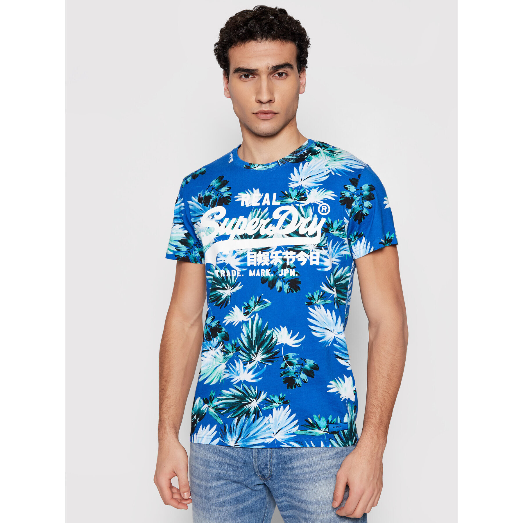 Superdry Тишърт Aop Tee M1010999A Тъмносин Regular Fit - Pepit.bg