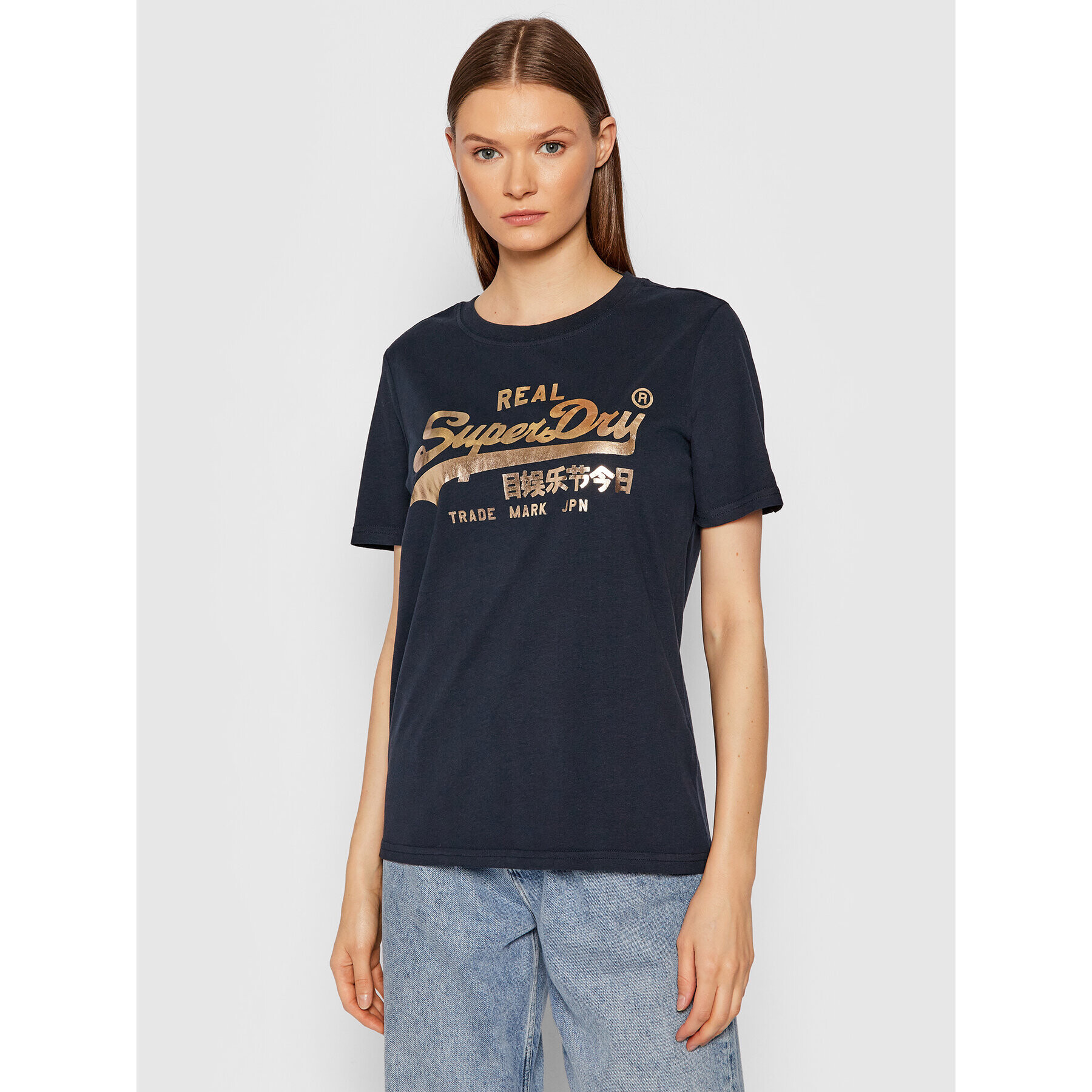 Superdry Тишърт Boho Sparkle Tee W1010731A Тъмносин Regular Fit - Pepit.bg