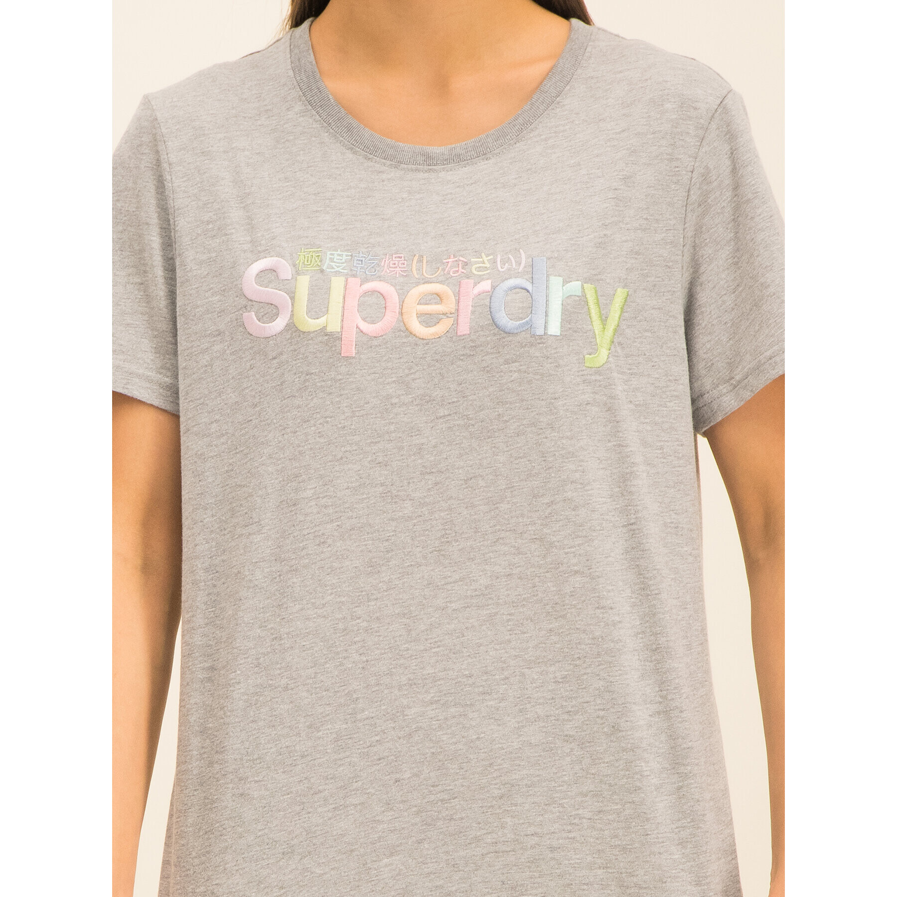 Superdry Тишърт Classic Rainbow Emb Entry Tee W1000057A Сив Classic Fit - Pepit.bg