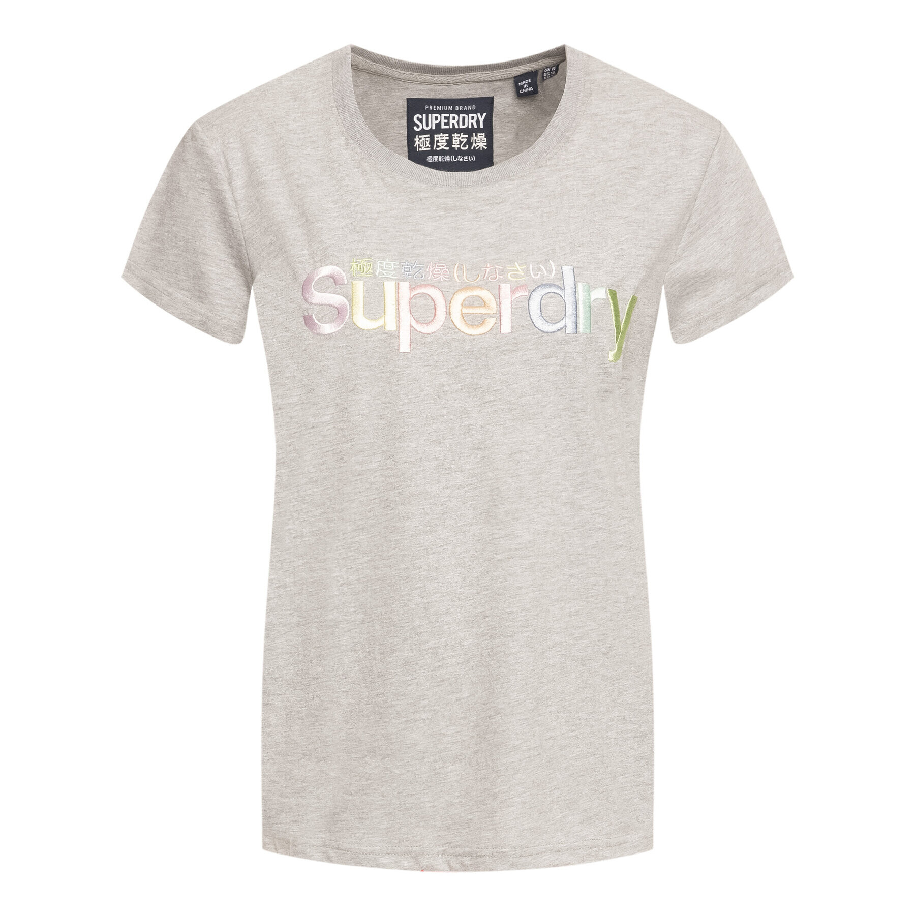 Superdry Тишърт Classic Rainbow Emb Entry Tee W1000057A Сив Classic Fit - Pepit.bg