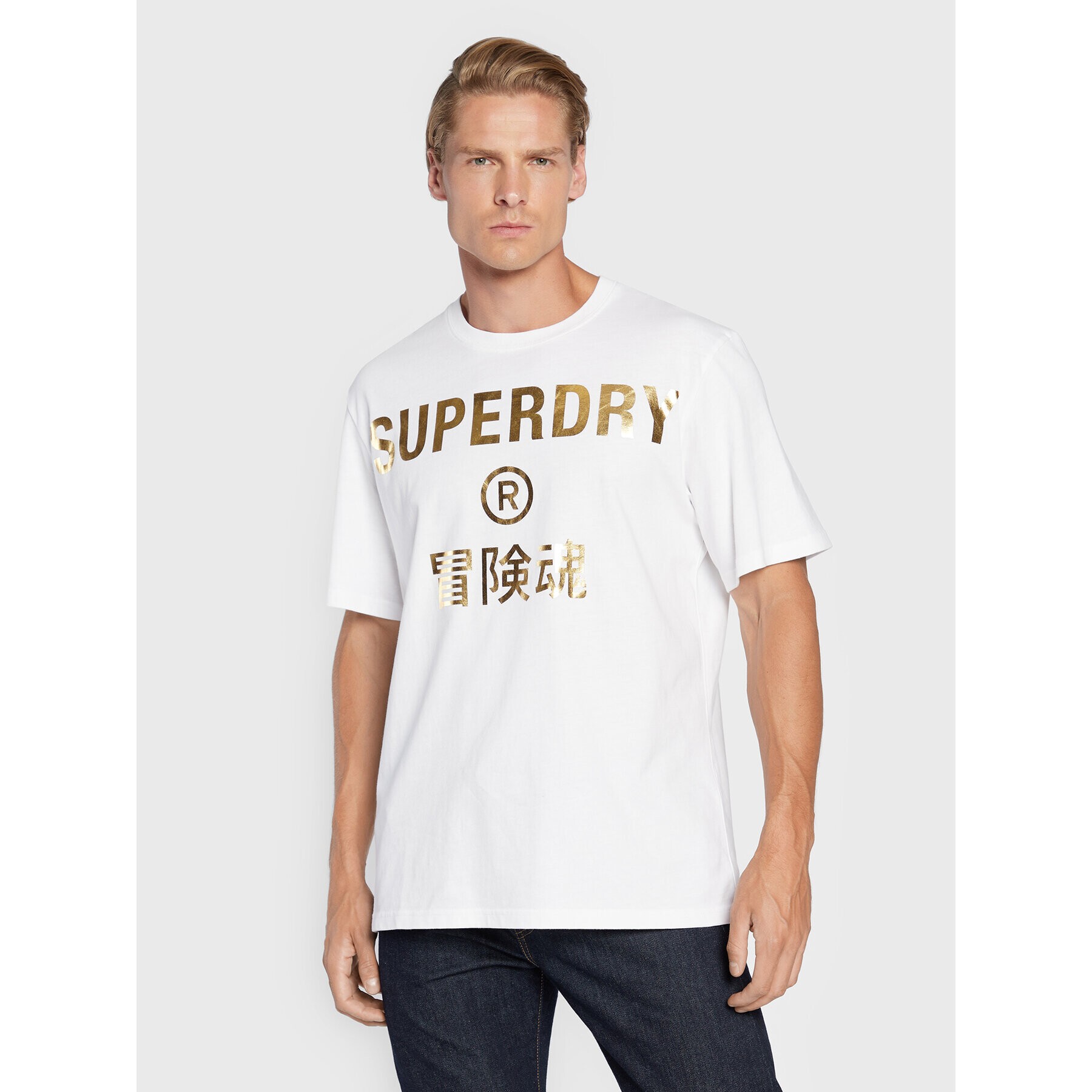 Superdry Тишърт Corporate Logo M1011253A Бял Regular Fit - Pepit.bg