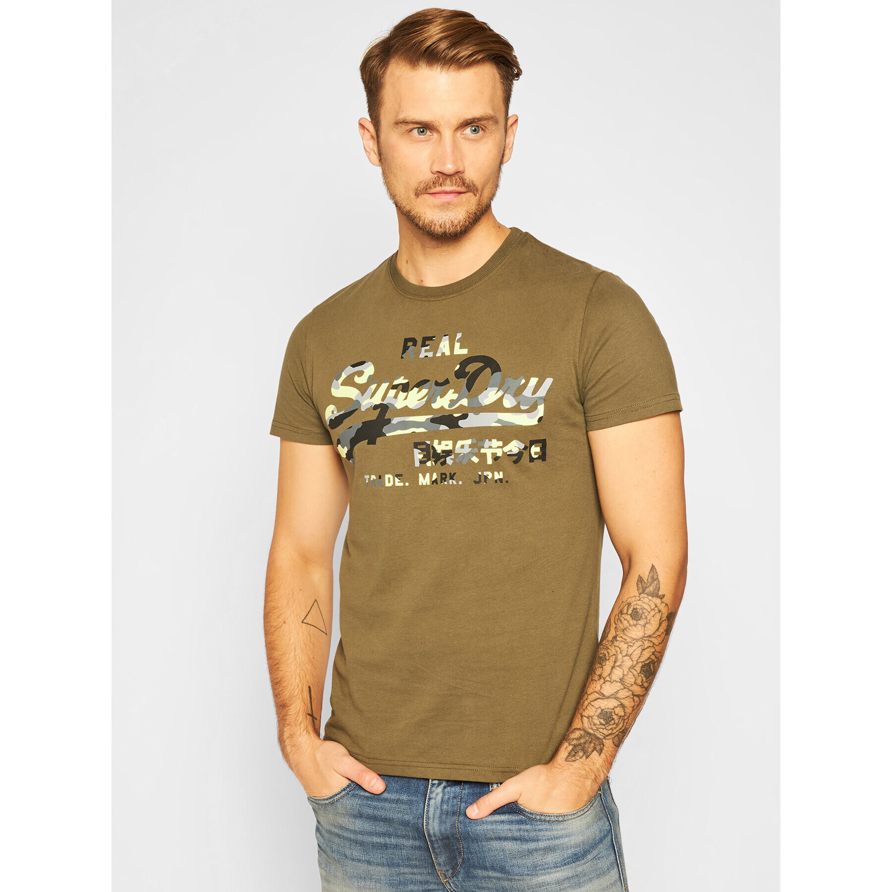 Superdry Тишърт Infill Tee M1010389A Зелен Regular Fit - Pepit.bg