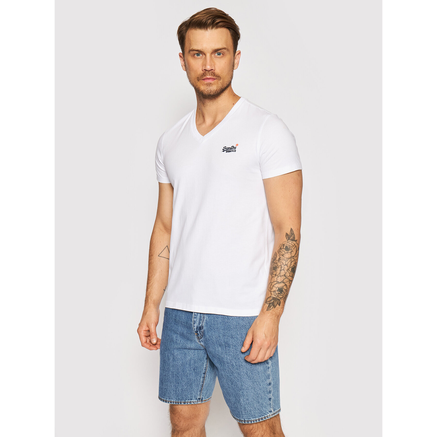 Superdry Тишърт Ol Classic Vee Tee M1010209A Бял Regular Fit - Pepit.bg