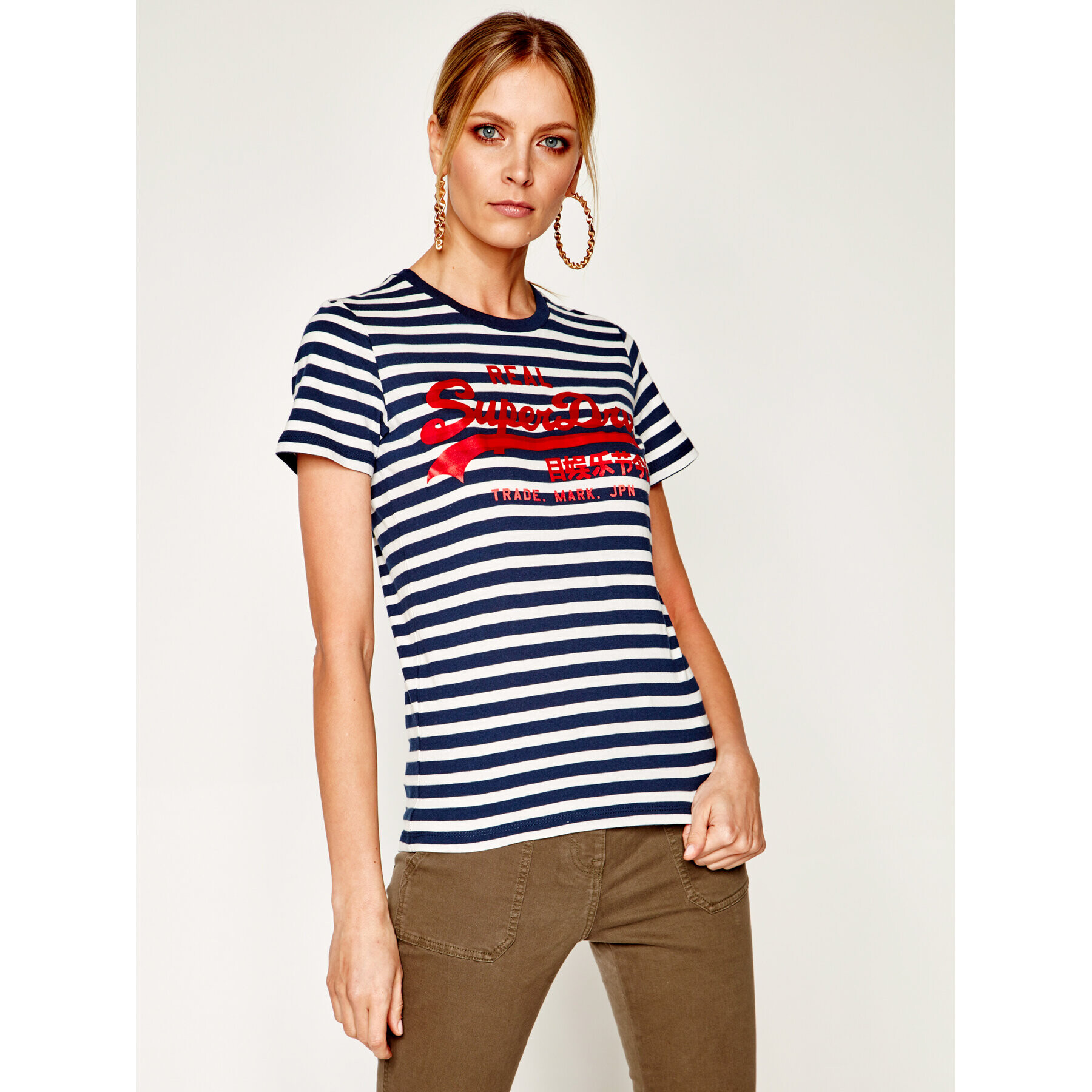 Superdry Тишърт Satin Stripe Entry W1010037B Цветен Regular Fit - Pepit.bg