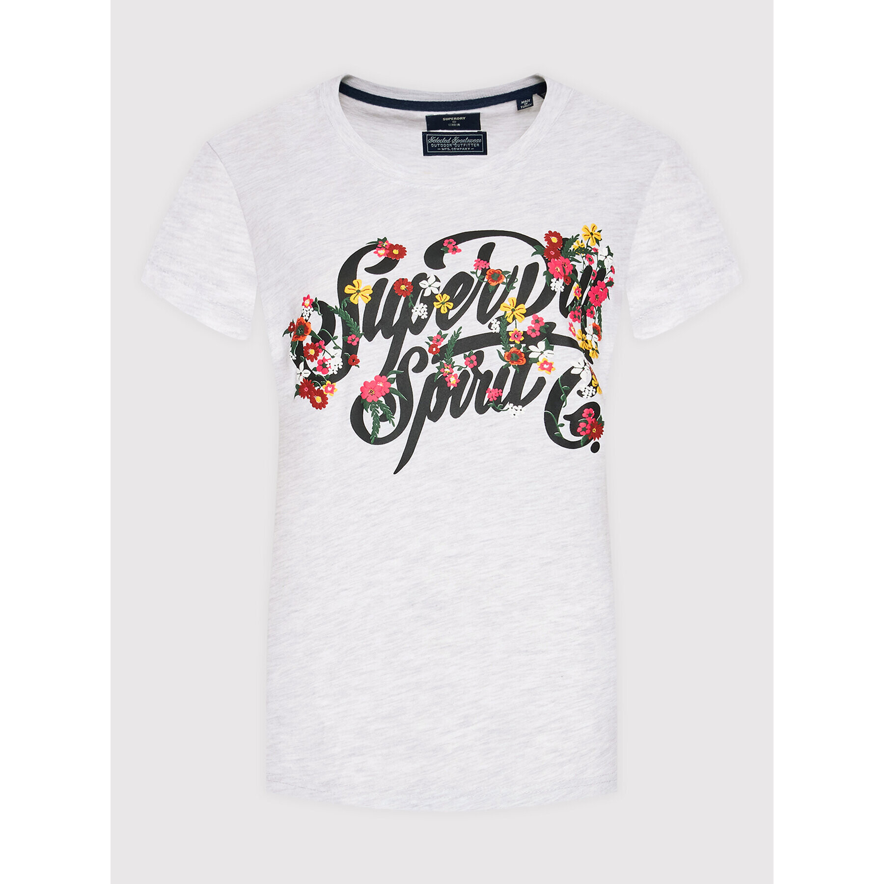 Superdry Тишърт Script Style Floral W1010733A Сив Regular Fit - Pepit.bg