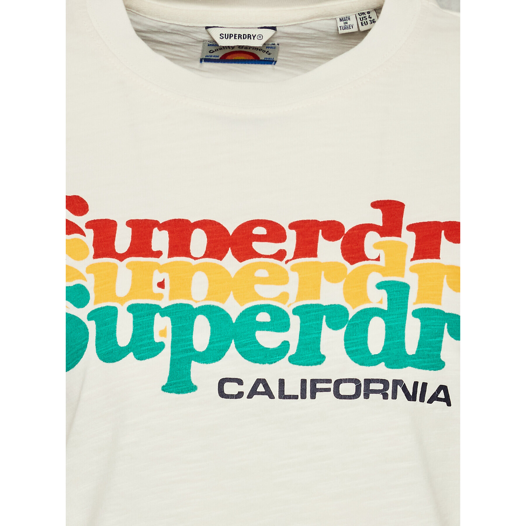 Superdry Тишърт Vintage Cali Stripe W1010847A Екрю Regular Fit - Pepit.bg