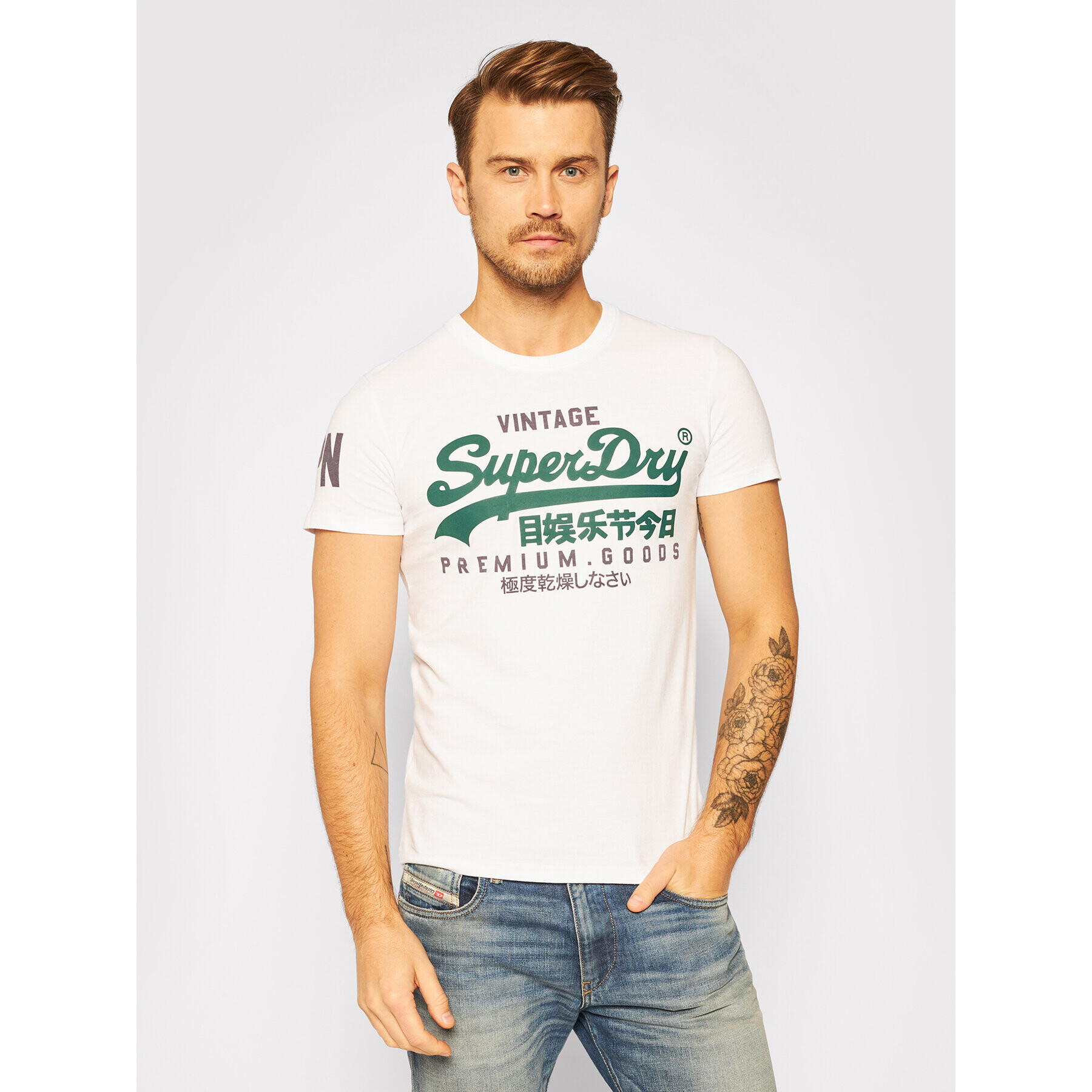 Superdry Тишърт Vl Ns M1010411A Бял Regular Fit - Pepit.bg