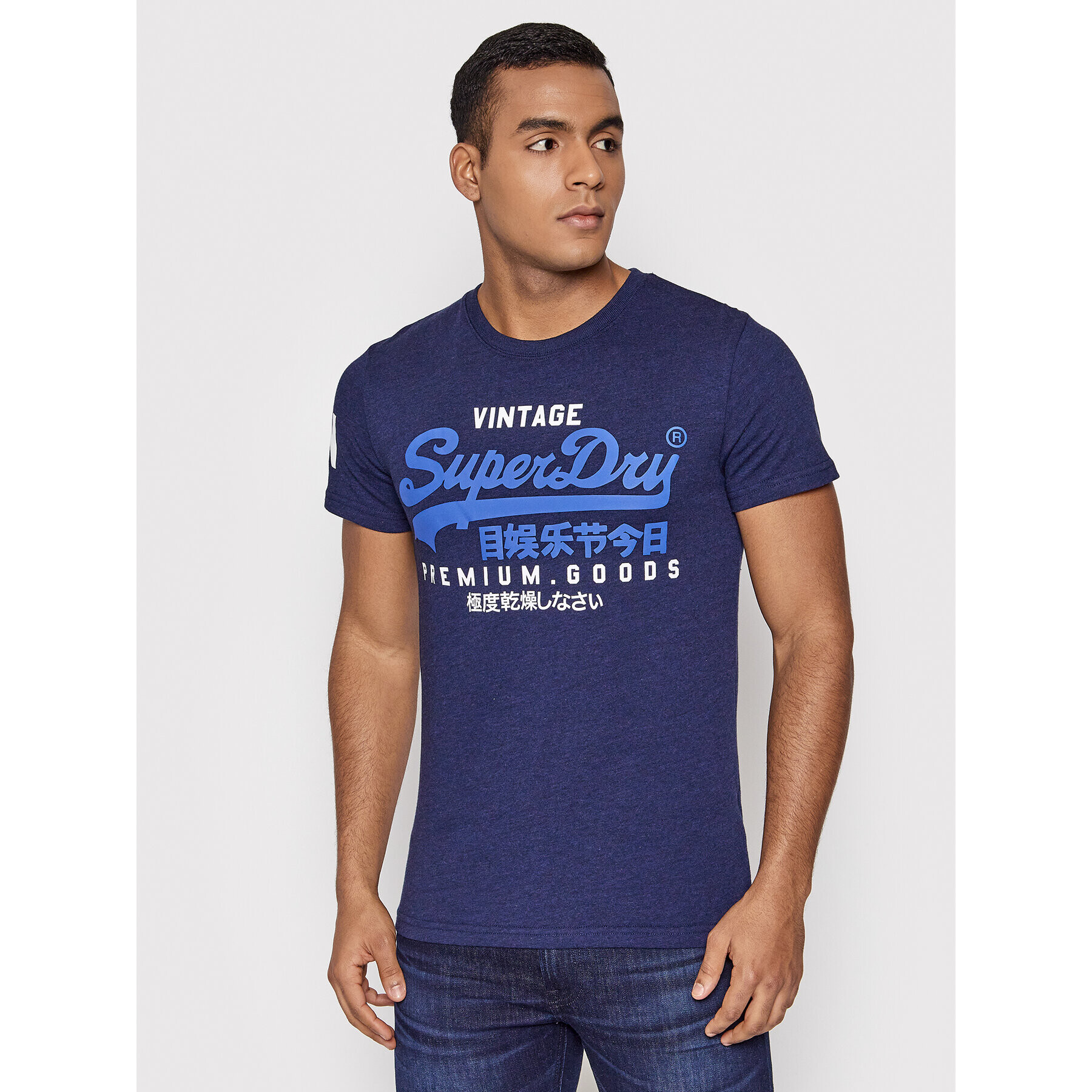 Superdry Тишърт Vl Tee M1011356A Тъмносин Regular Fit - Pepit.bg